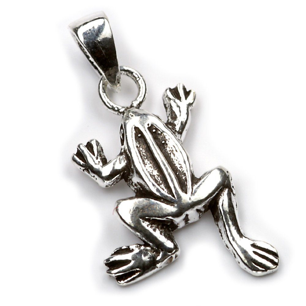 Kettenanhänger Kettenanhänger Frosch Talisman 925 Silber 1,5cm T