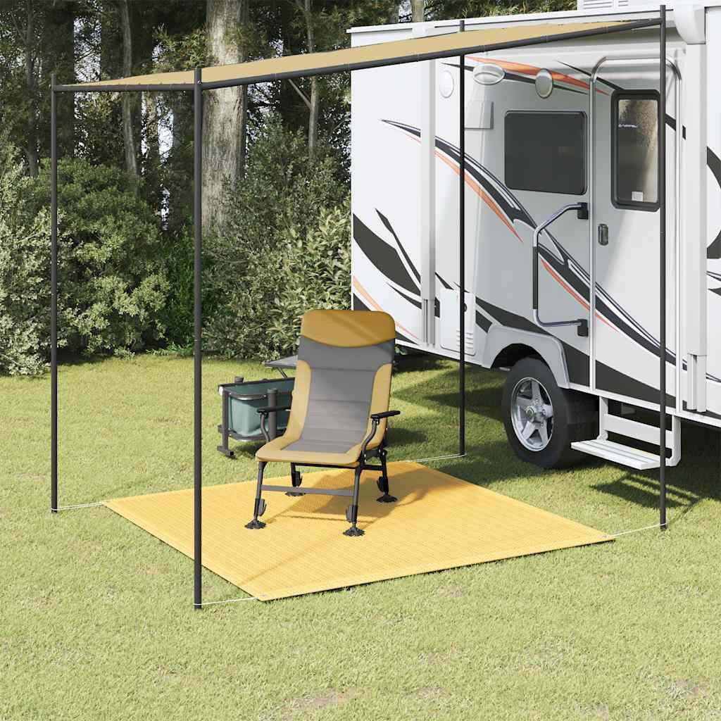 furnicato Outdoorteppich Beiger Zeltteppich 200 x 200 cm aus hochdichtem Polyethylen, Höhe: 1 mm, Wetterfester Outdoor-Teppich mit Ösen, atmungsaktiv und zuschneidbar