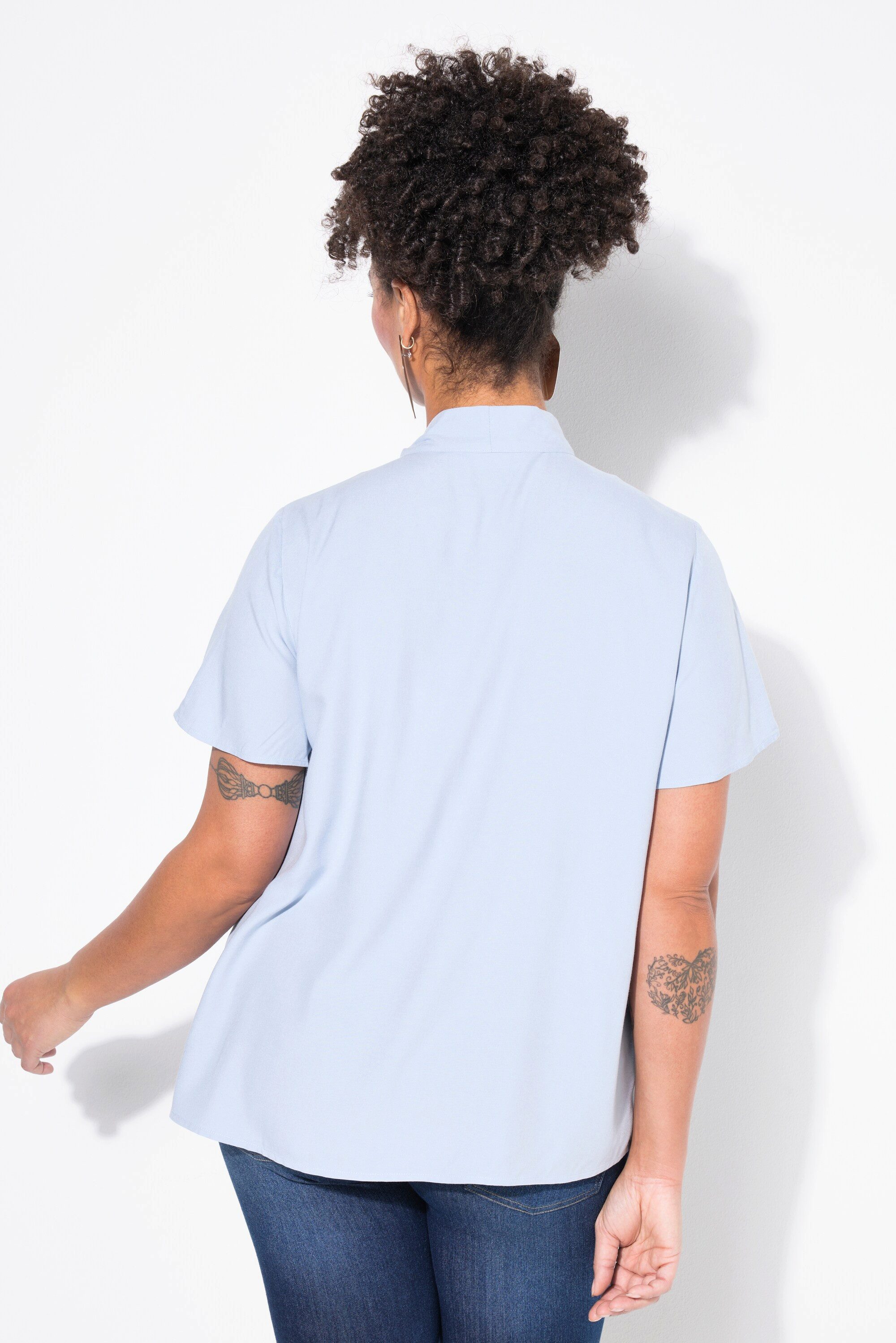 MIAMODA Longbluse Schluppenbluse A-Linie Satin Flügel-Halbarm