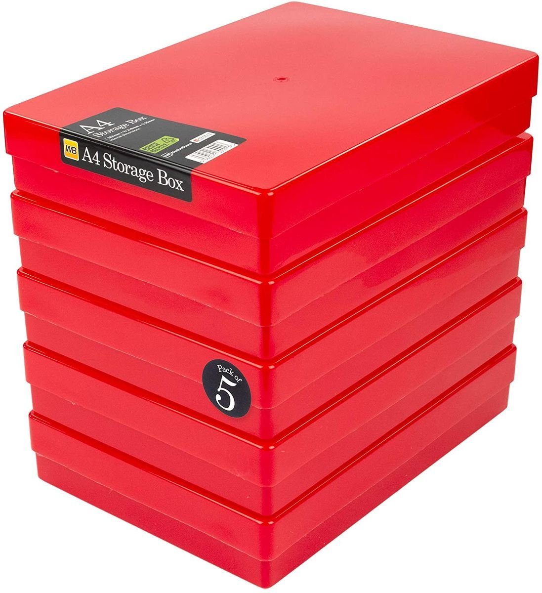 WestonBoxes Aufbewahrungsbox A4 Aufbewahrungsbox Rot-Transparent (5 St)