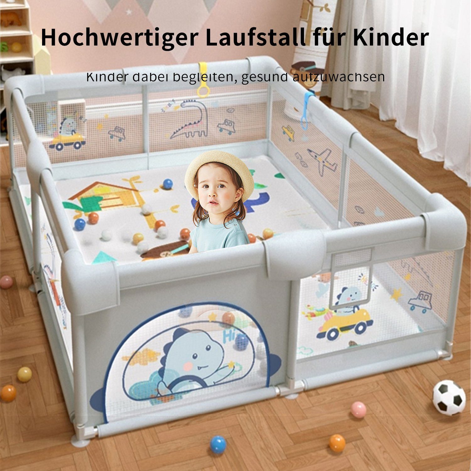 IKIDO Laufstall Baby-Laufstall-Sicherheitsgitter mit atmungsaktivem Netz günstig online kaufen