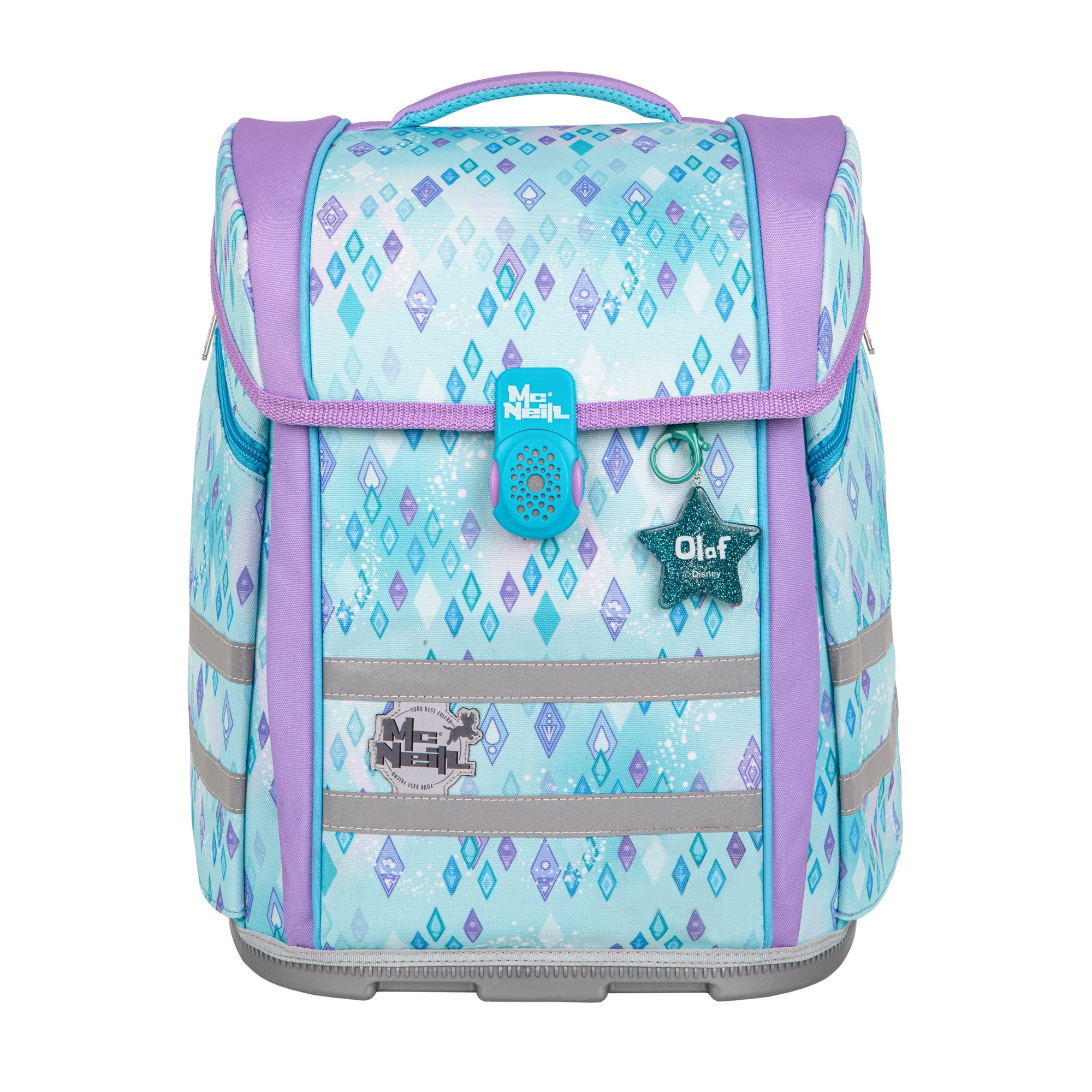 McNeill Schulranzen Perfecto Frozen 5tlg. Disney Schulranzen ergonomisch ClickFlex (Spar-Set, Federmappen befüllt, Schlampermappe, Sportbeutel, Magnet & Anhänger), ClickFlex Rückensystem, mitwachsend, ergonomisch