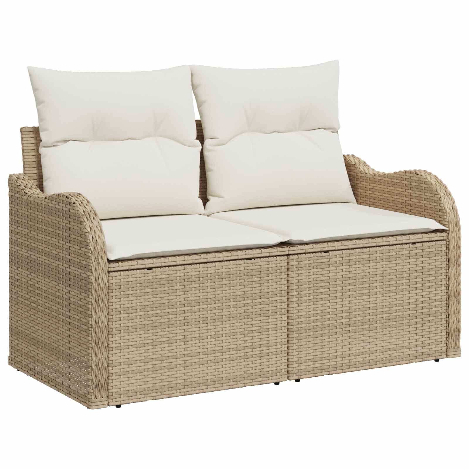 vidaXL Loungesofa Gartensofa mit Kissen Beige 121 x 62 x 69cm Poly-Rattan, 1 Teile