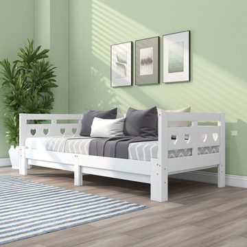 SOFTWEARY Kinderbett mit ausziehbarer Liegefläche (90x200 cm/180x200 cm), Ausziehbett mit Lattenrost, Holzbett, Jugendbett