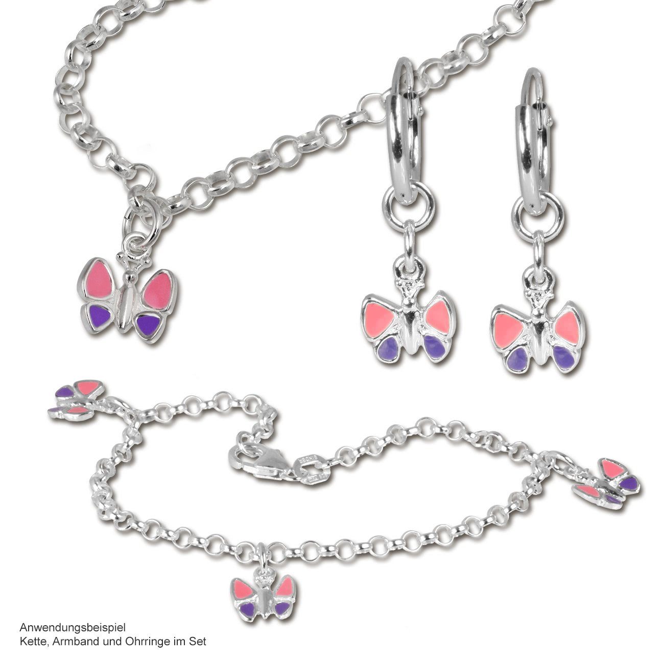Schmetterling Kinder Anhänger Halskette (Schmetterling) Silber, Kette Halskette, ca. 925 Teenie-Weenie Teenie-Weenie 38cm, mit Sterling Farbe: