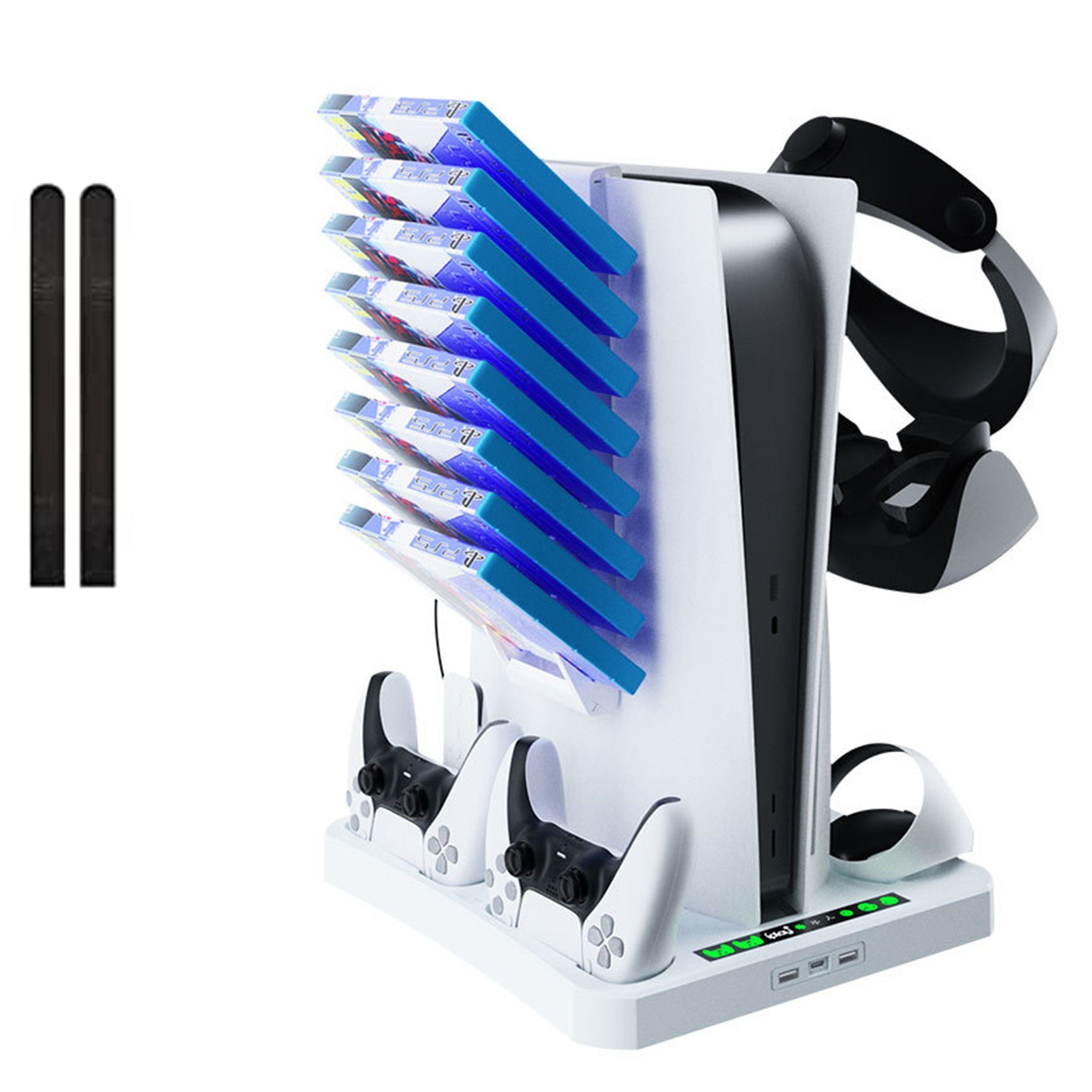 feinlux PSVR2 und PS5 Aufbewahrungsständer Controller (Packung, mit 3 Windgeschwindigkeiten,PS5-Controller, Headset und Disc-Halter)