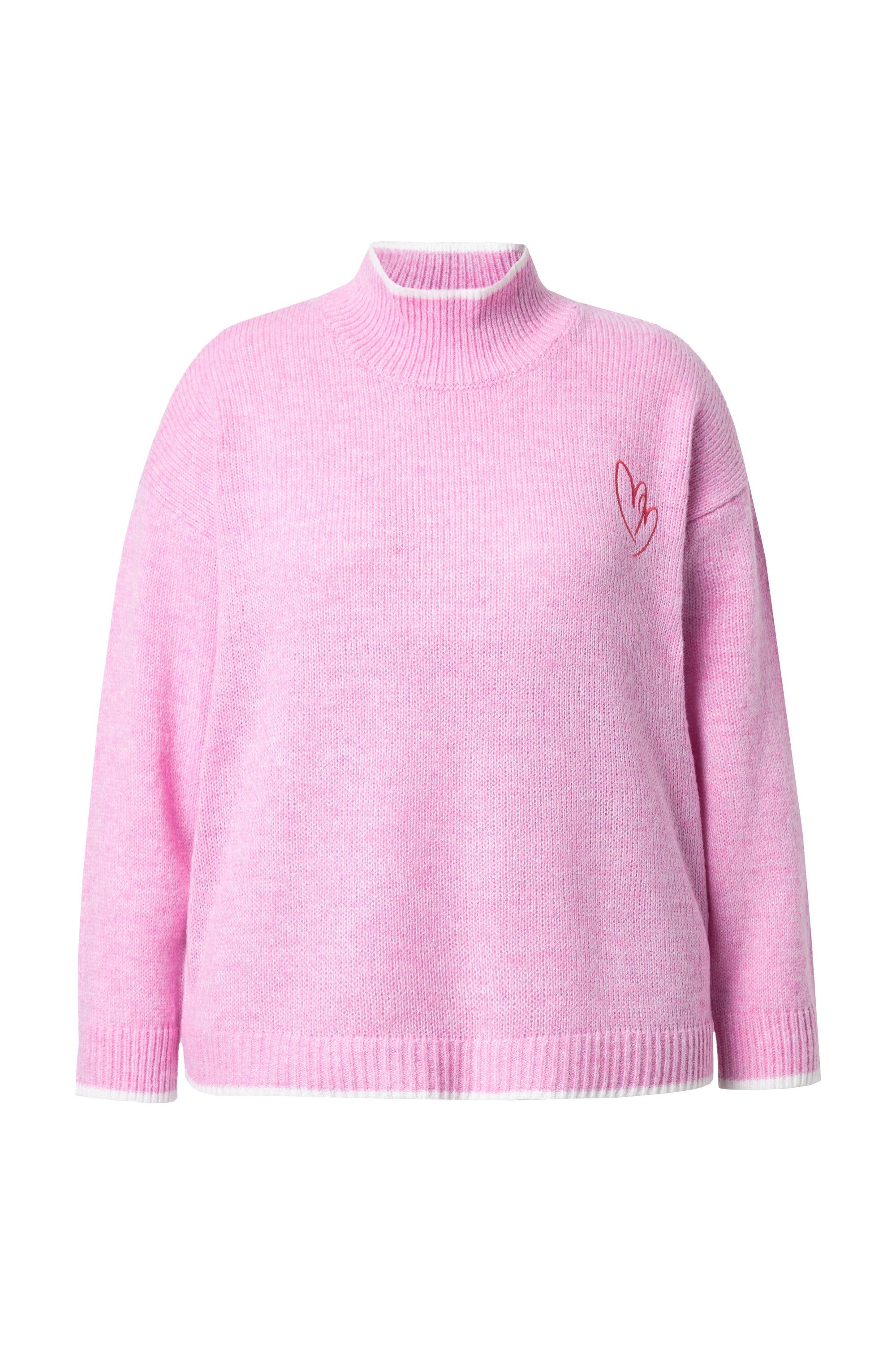 MIAMODA Rollkragenpullover Pullover gesticktes Herz Stehkragen günstig online kaufen