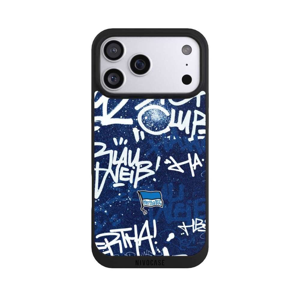 NIVOCASE Handyhülle Hertha BSC Graffiti Offizielles Lizenzprodukt Street Graffiti, Apple iPhone 17 Pro Max Handyhülle Hülle NIVOpure Case Schwarz