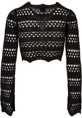 URBAN CLASSICS Kapuzenpullover Damen Ladies Cropped Crochet Knit Sweater (1-tlg)