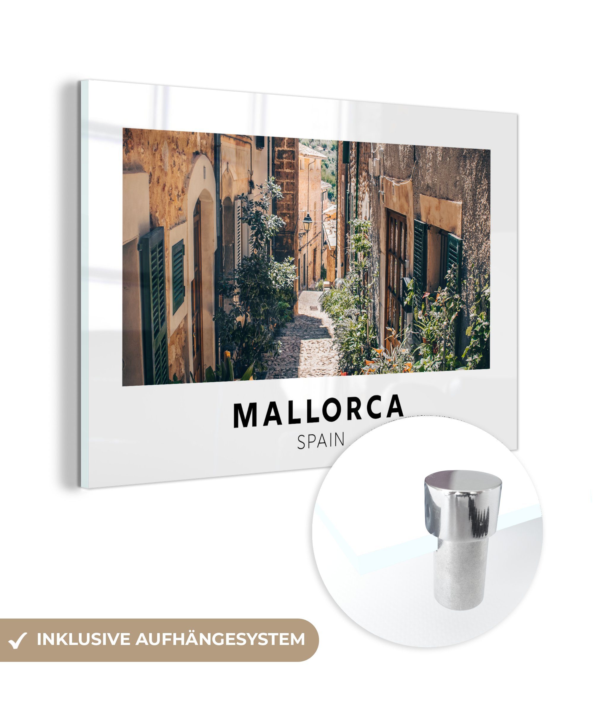 MuchoWow Acrylglasbild Mallorca - Spanien - Pflanzen, (1 St), Glasbilder - Bilder auf Glas Wandbild - Foto auf Glas - Wanddekoration