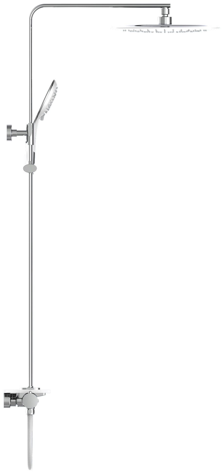 Eisl Brausegarnitur Grande Vita, Höhe 101 mit Thermostat Wandhalterung Ablage, Regendusche und cm, Duschsystem mit weiß-chromfarben