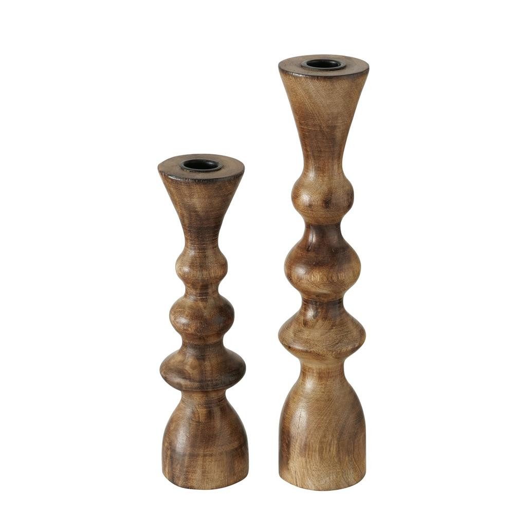 BOLTZE Kerzenleuchter Caconda 2er Set, Holz Торшери Свічник für Stabkerzen