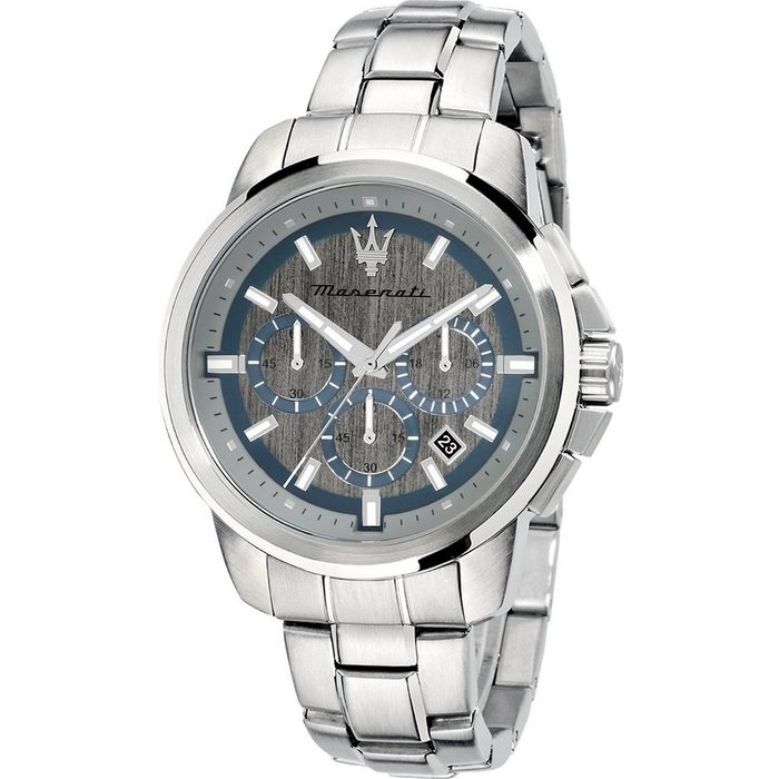 MASERATI Chronograph Maserati Herren Uhr Chronograph (Armbanduhr) Herren Armbanduhr groß (ca. 52x44mm) Edelstahlarmband silber Sport