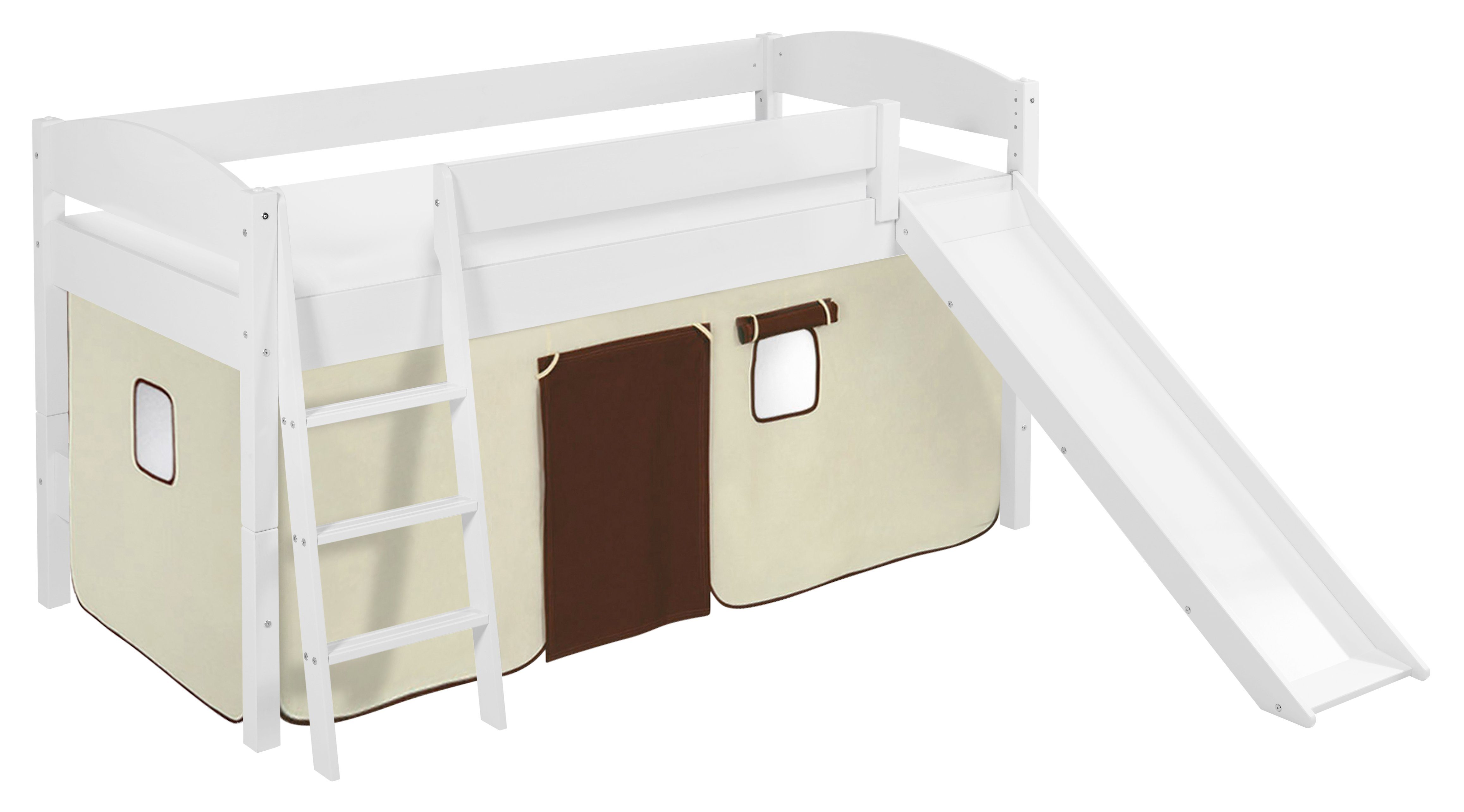 Lilokids Hochbett IDA Systembett Hochbett Umbaubar in Einzelbett, Hochbett und L-Etagenbett