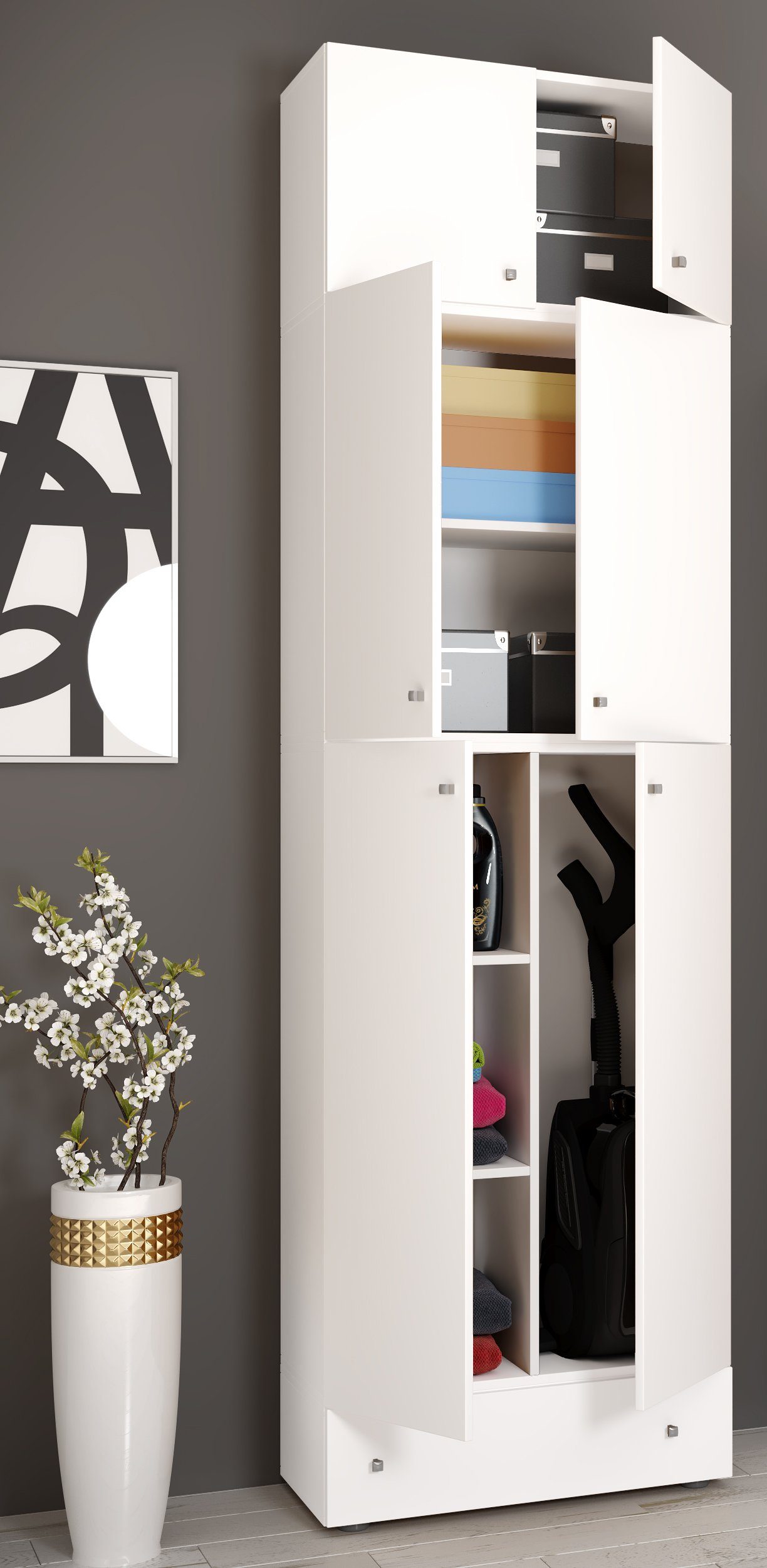 VCM Mehrzweckschrank Holz Besenschrank Staubsauger Putzschrank günstig online kaufen