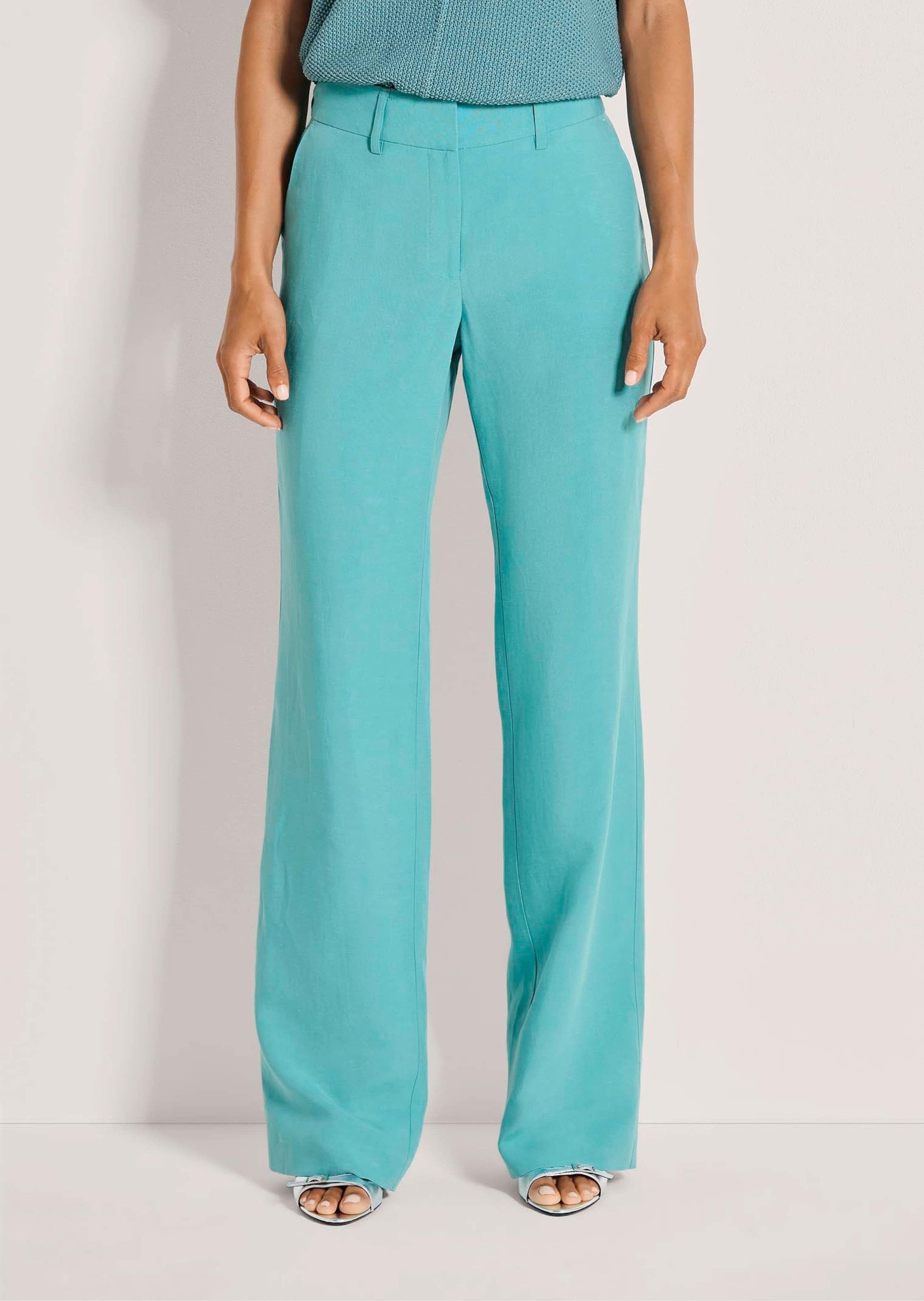 MADELEINE Stoffhose Elegante Sommerhose mit weitem Bein Leinenhose mit Form günstig online kaufen