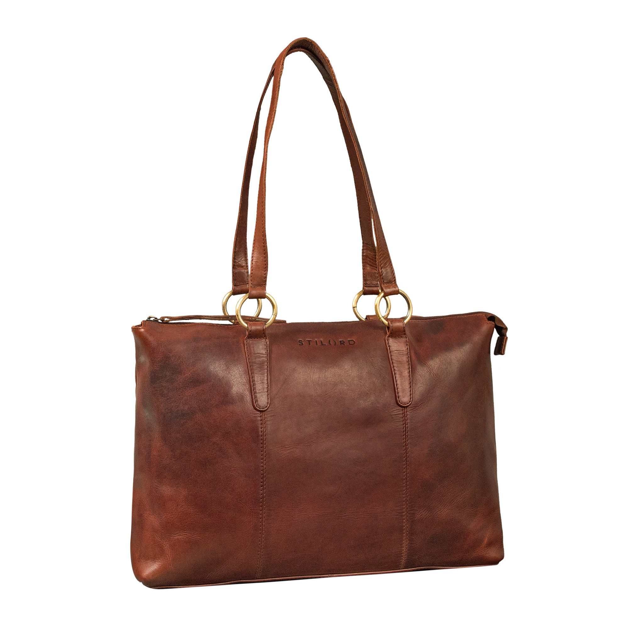 Handtasche "Pelin" Große Shopper Echt Leder mit vielen Fächern Damen 16 Zoll
