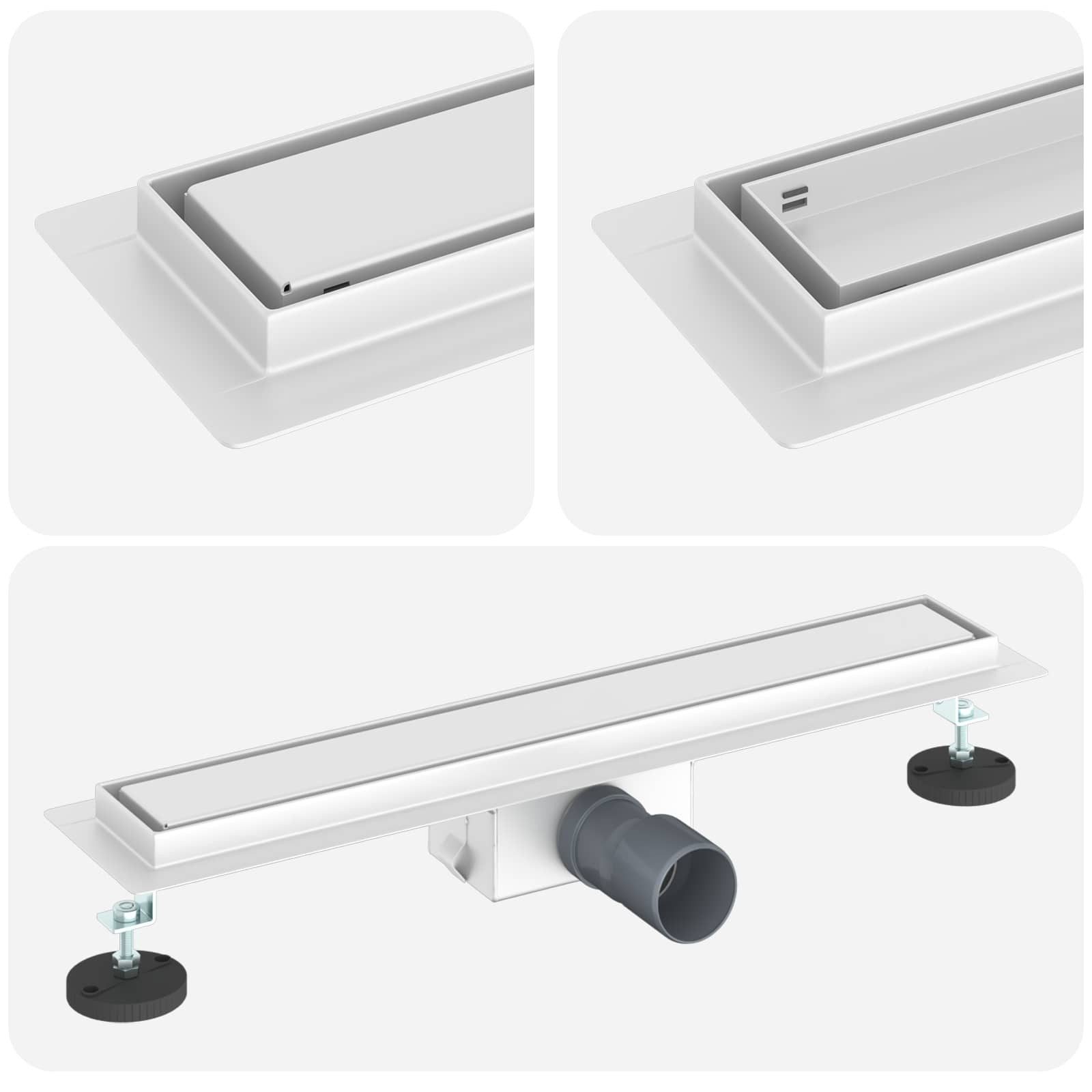 vidaXL Duschablauf 60 cm Duschabfluss mit Glasabdeckung Silber 60 cm Edelstahl 304