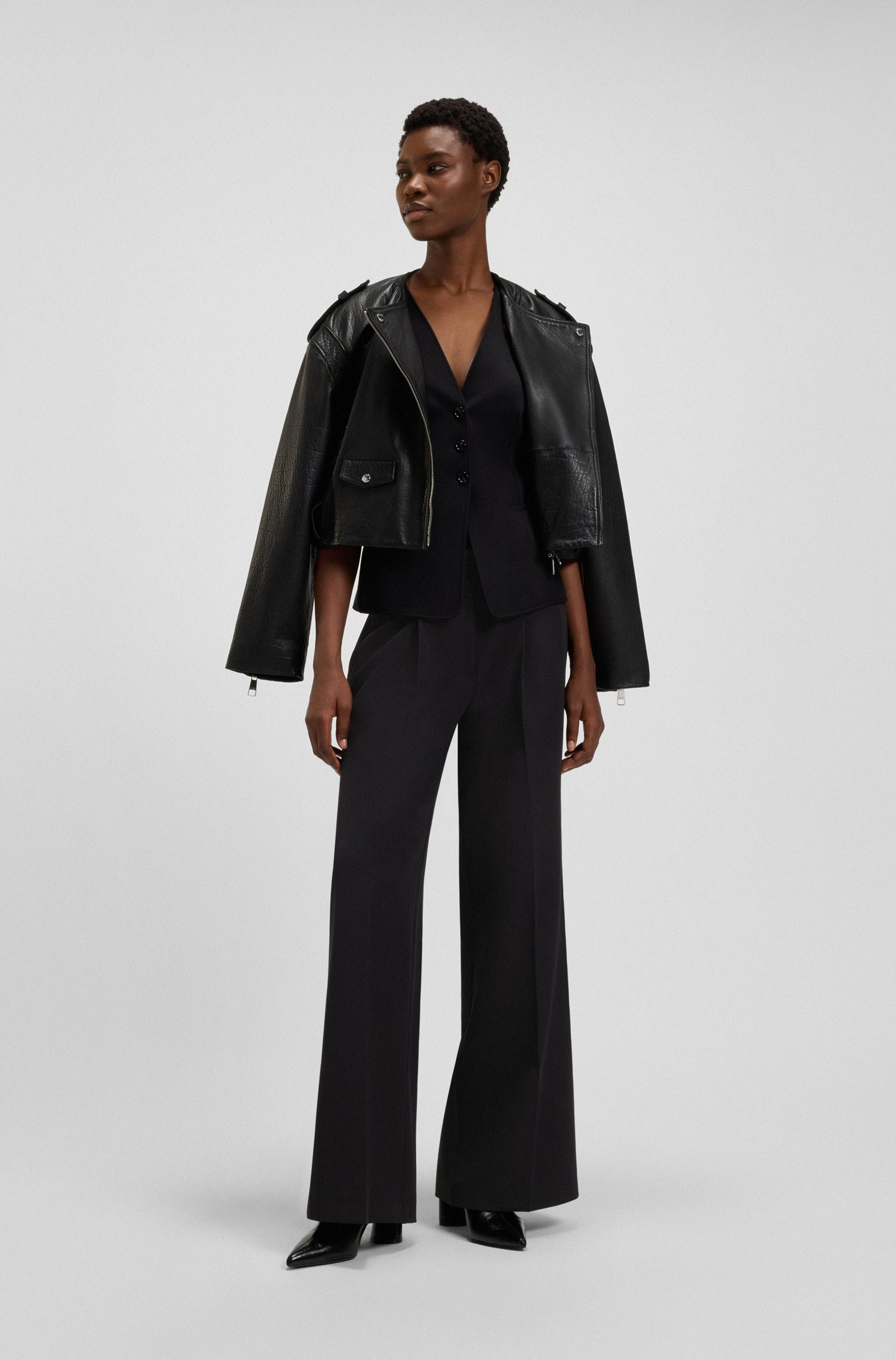 BOSS ORANGE Anzughose Tiwi Premium Damenmode Wide Leg mit Bügelfalte