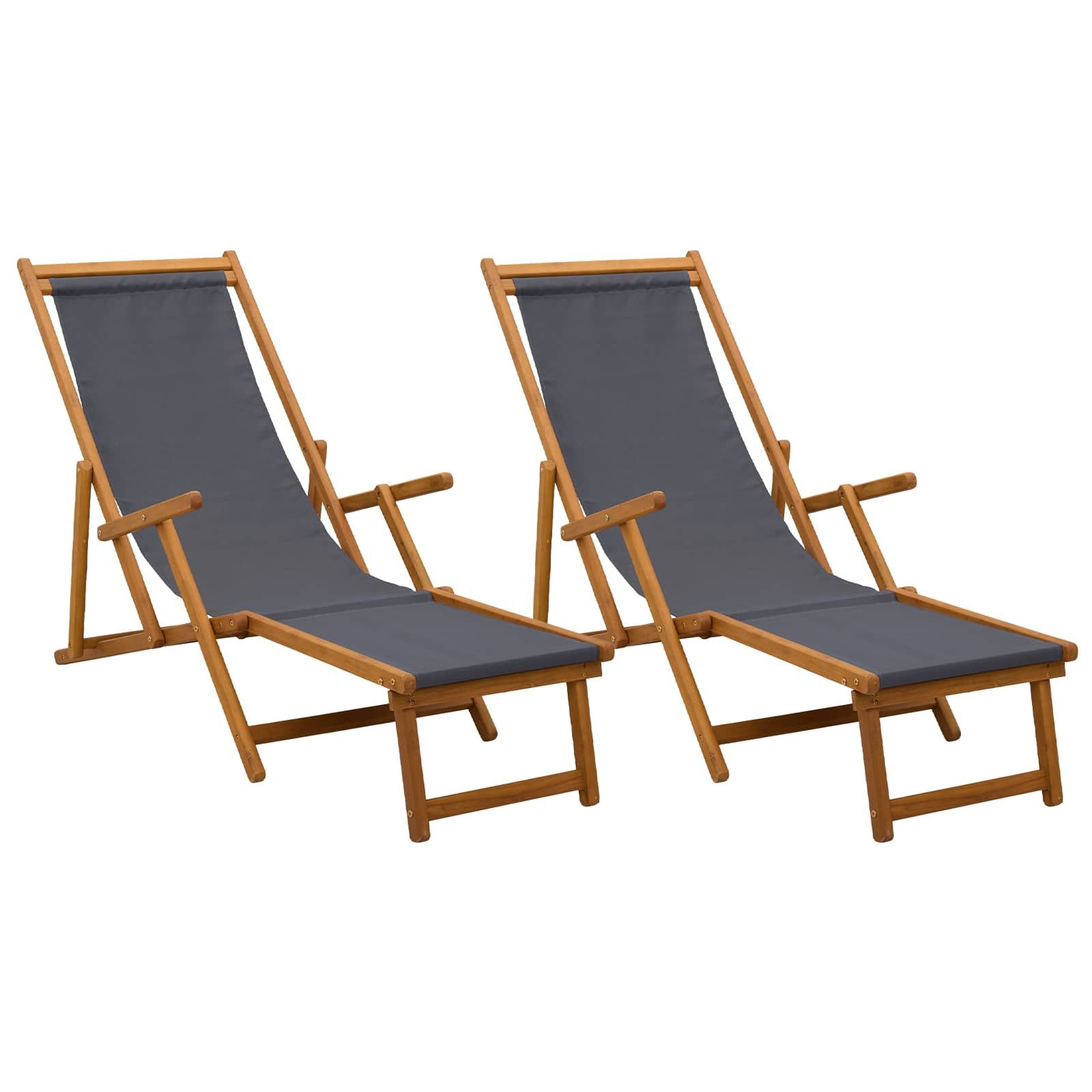 vidaXL Gartenlounge-Sessel 61 x 155 x 95 cm Klappbare Sonnenliege 2 pcs 3 Position Massives Eukal