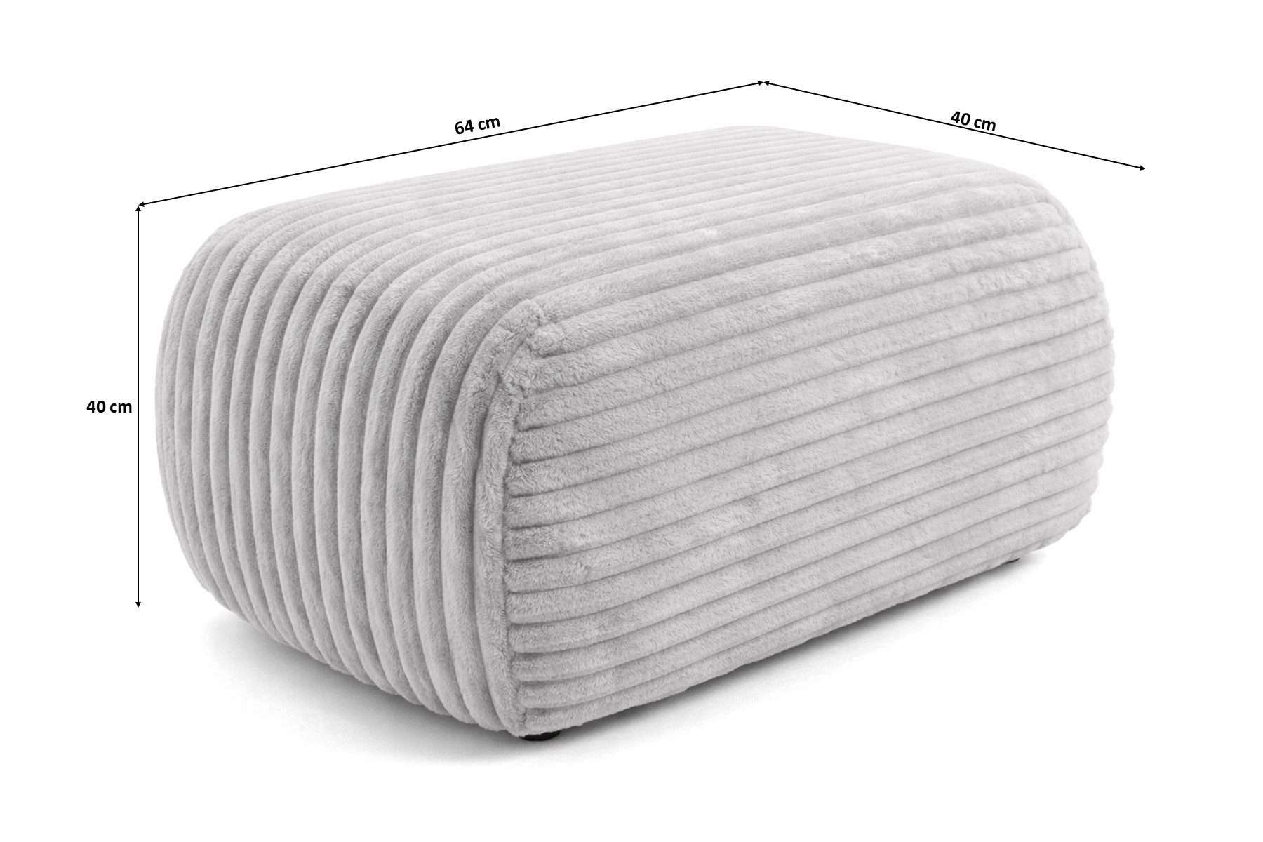 Kaiser Möbel Pouf Sitzpouf für Wohnzimmer, Cordstoff Tilia, BIS, zusätzliche Sitzgelegenheit Fußhocker zum Sofa oder Ecksofa
