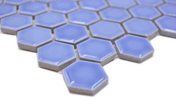 Mosani Mosaikfliesen Keramikmosaik Mosaikfliesen hellblau glänzend / 10 Mosaikmatten
