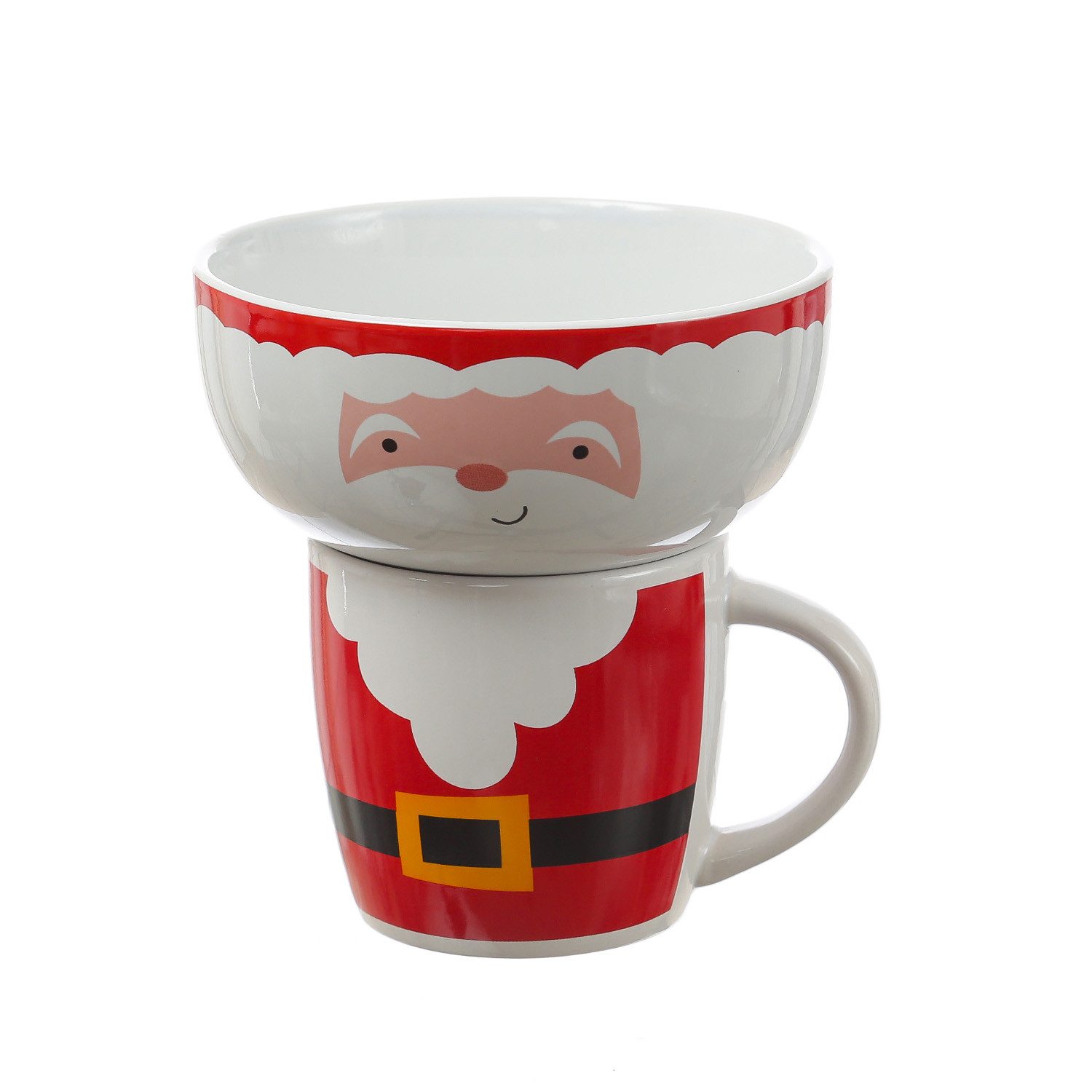 MARELIDA Frühstücks-Geschirrset Frühstücksset Weihnachtsmann Becher Müslischale Geschenkset (2-tlg)