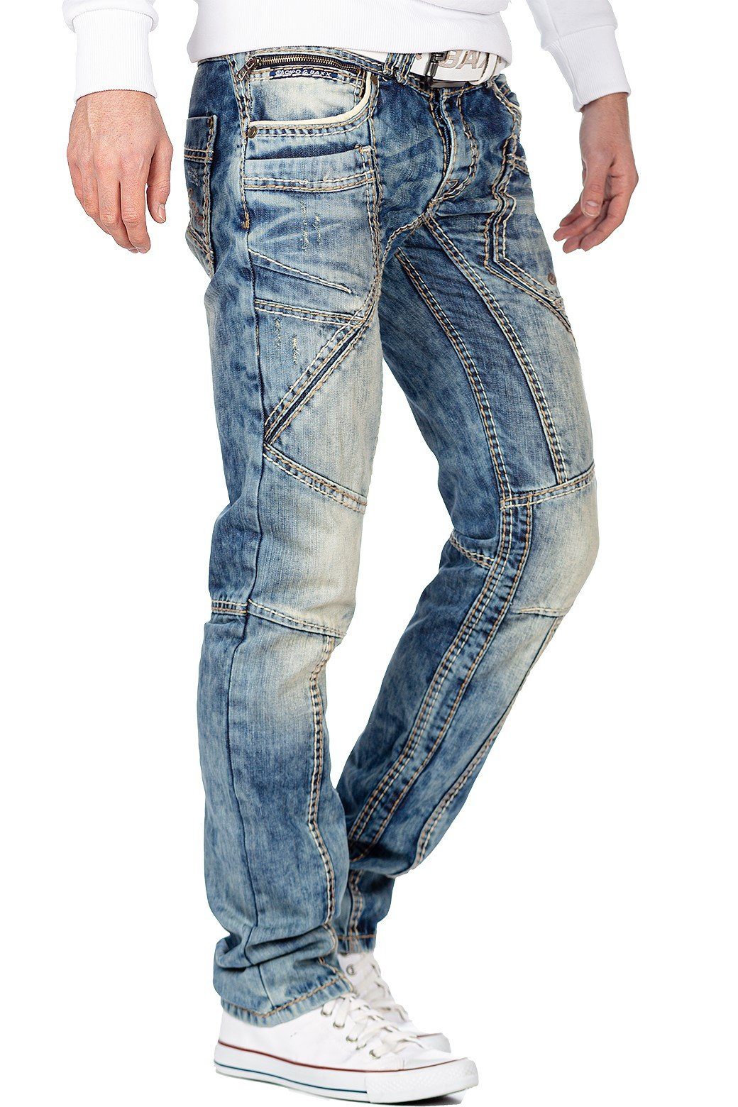 Cipo & Baxx Regular-fit-Jeans Hose BA-CD535 (1-tlg) mit auffälligen Ziernähte & Teilungsnähte