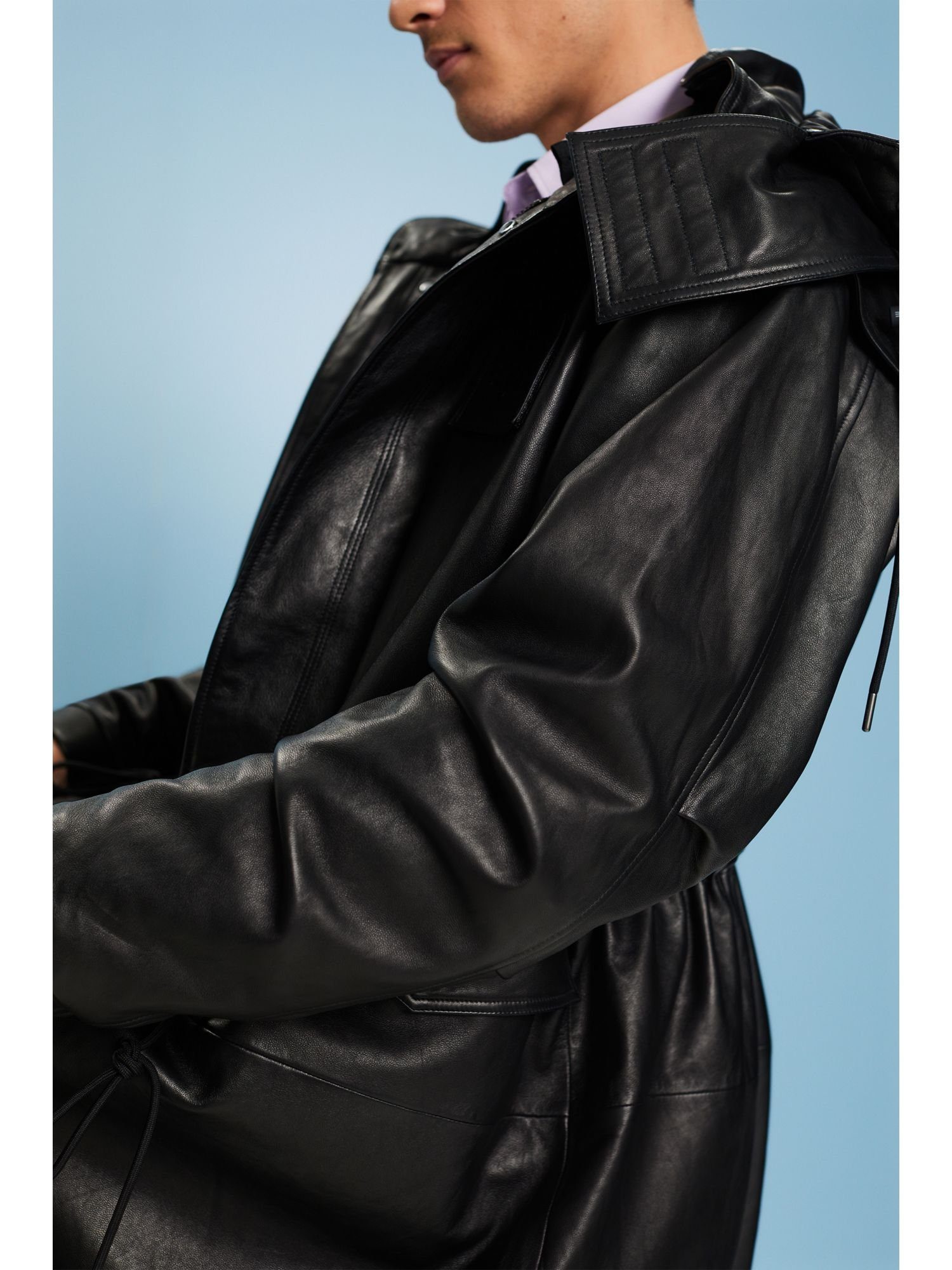Multifunktionaler Parka Leder aus Ledermantel BLACK Esprit
