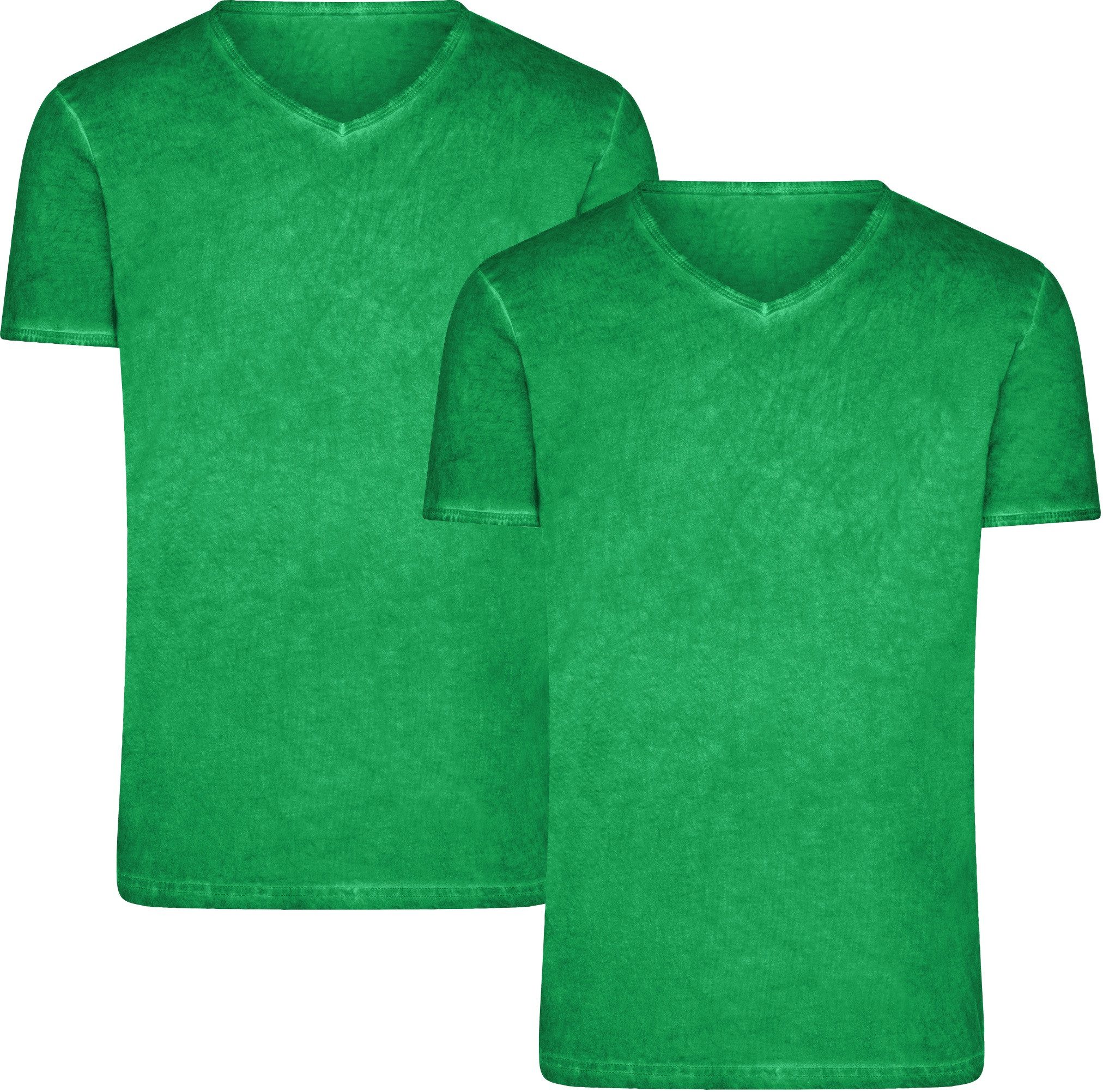 James & Nicholson T-Shirt Doppelpack Figurbetontes Herren T-Shirt mit Spray Print JN976 (Doppelpack, 2er-Pack) Trendiges T-Shirt mit V-Ausschnitt
