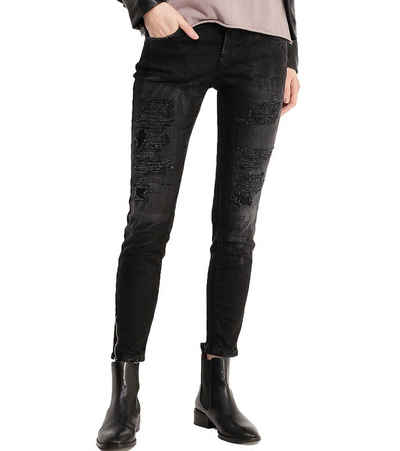 sisley Regular-fit-Jeans »SISLEY Ginevra Slim Fit-Jeans stylische Damen Freizeit-Jeans Sommer-Hose im Five-Pocket-Style mit Used-Effekten Schwarz«