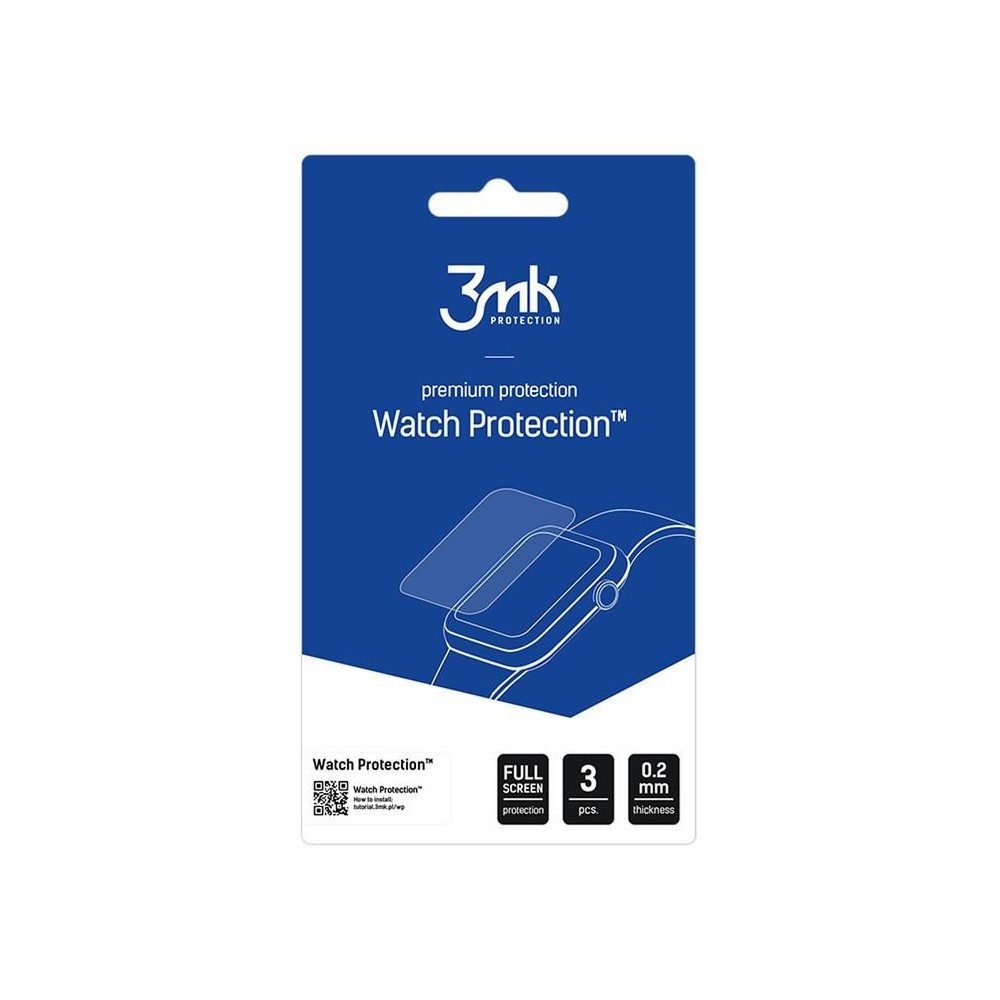 3MK Displayschutzglas Hybridglas Uhrenschutz Displayschutz für Garmin Instinct 2 / Solar, Spar-Set, 3 Stück, Hybridglas, stoßfest, randlos, 0,2 mm ultradünn