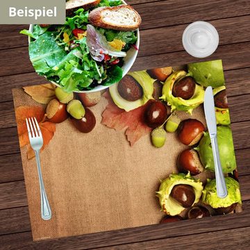 Platzset, Tischsets I Platzsets - Herbst - Kastanien, Tischsetmacher, (aus Naturpapier in Aufbewahrungsmappe, 12-St., 44 x 32 cm / braun), Made in Germany