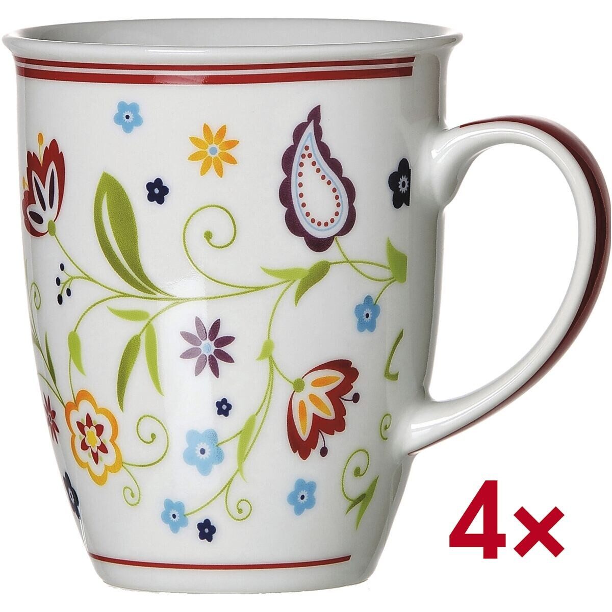 Ritzenhoff & Breker Becher Shanti, 4-tlg., Porzellan, 320 ml, Kaffeebecher, spülmaschinengeeignet