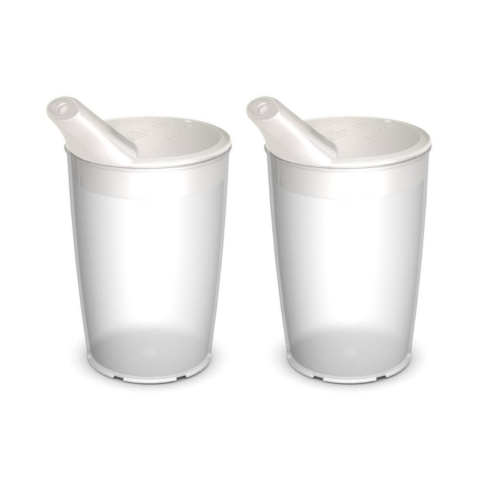 Ornamin Schnabelbecher 2er Pflegebecher Set mit Schnabelaufsatz mit kleiner Öffnung, Trinkhilfe l Pflegebecher l Schnabeltasse l Selbstständig trinken