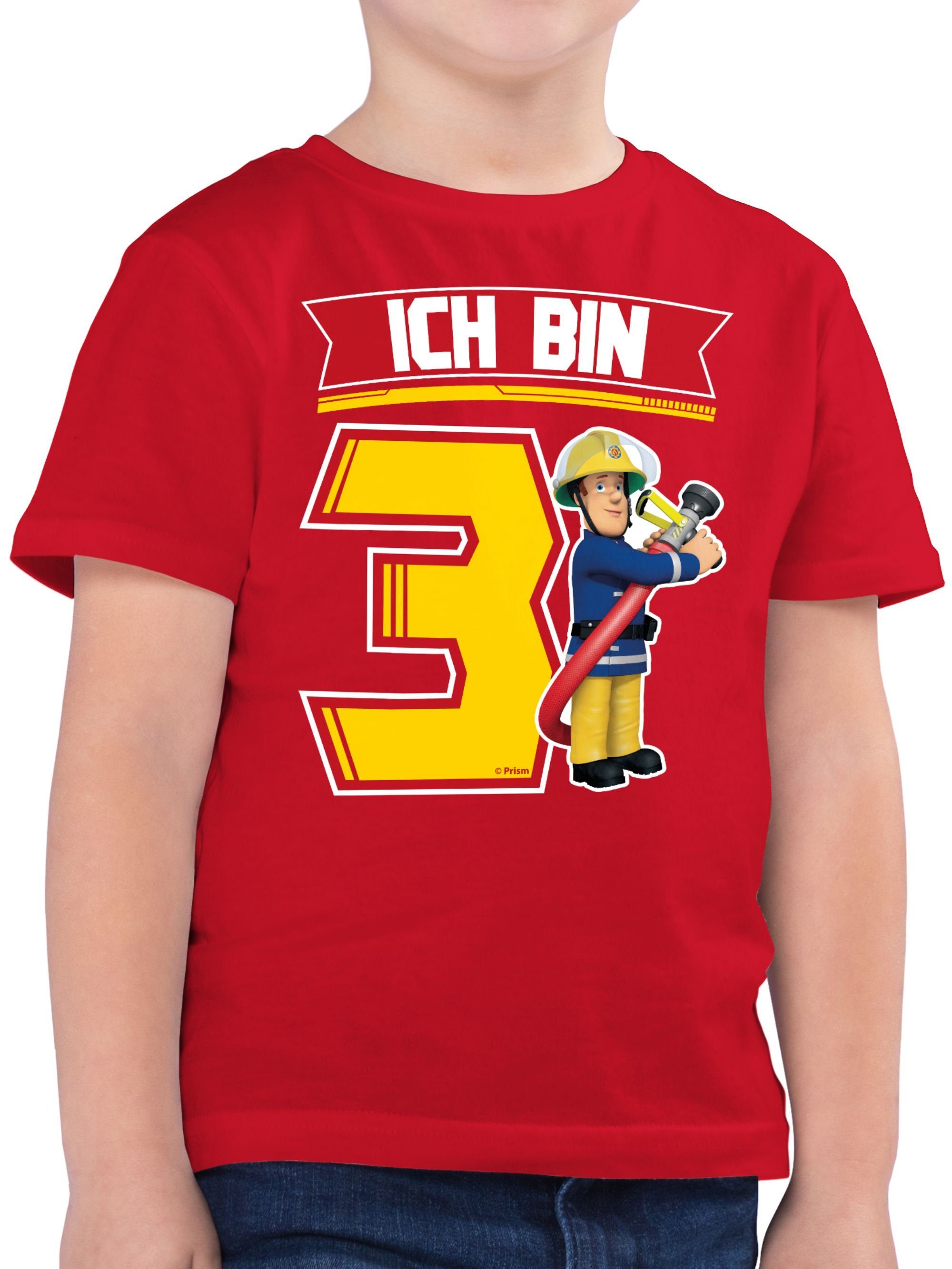 Shirtracer T-Shirt Ich bin 3 - Sam Feuerwehrmann Sam Jungen 02 Rot