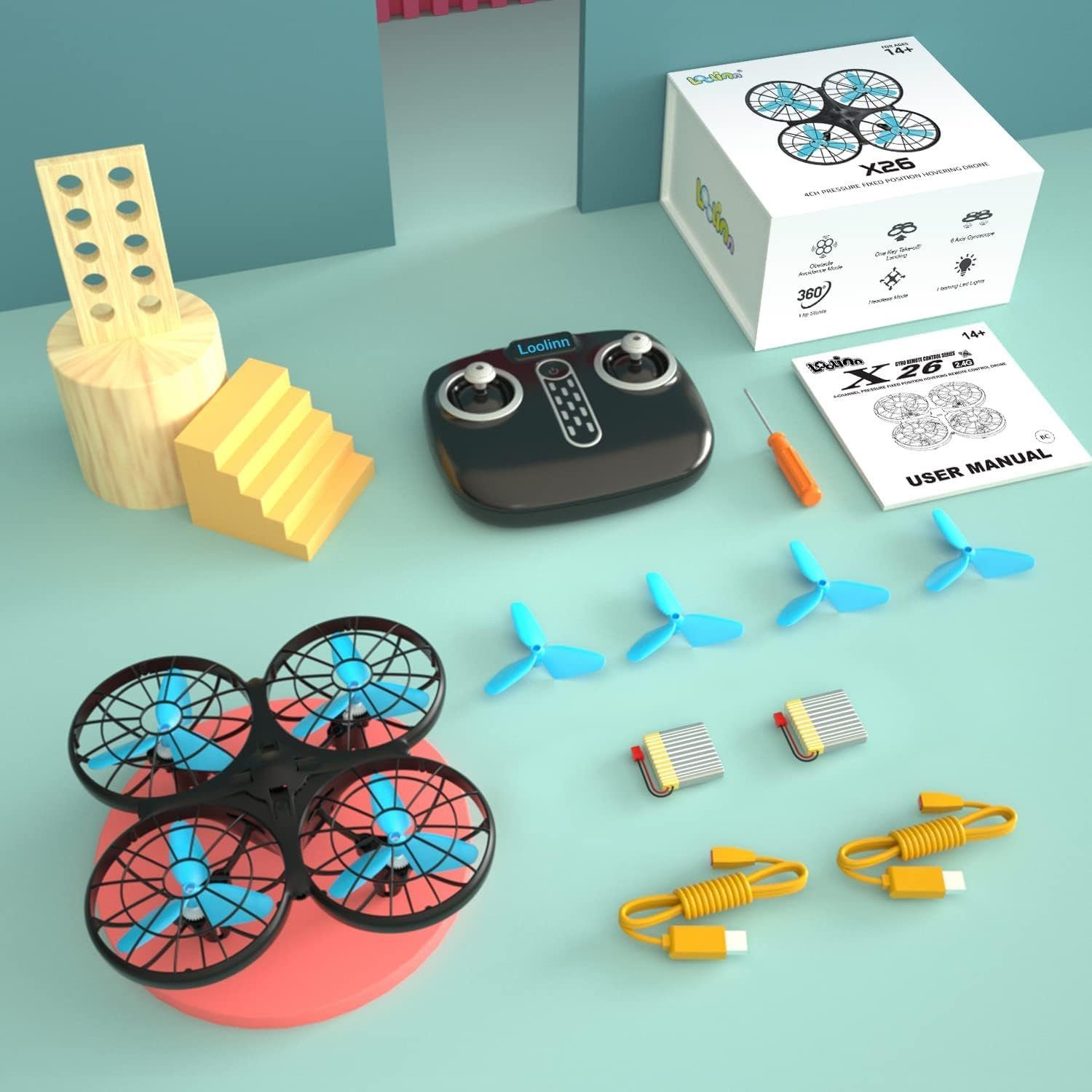 Kinder Drohne 360° RC (Mini Geschenk Flips Antikollision) Loolinn Quadrocopter
