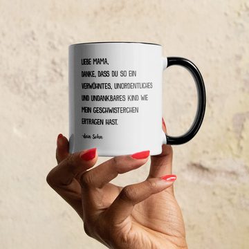 22Feels Tasse Mama Geschenk von Sohn Muttertag Geburtstag Mutter Weihnachten Frauen, Keramik, Made in Germany, Spülmaschinenfest, Zweifarbig