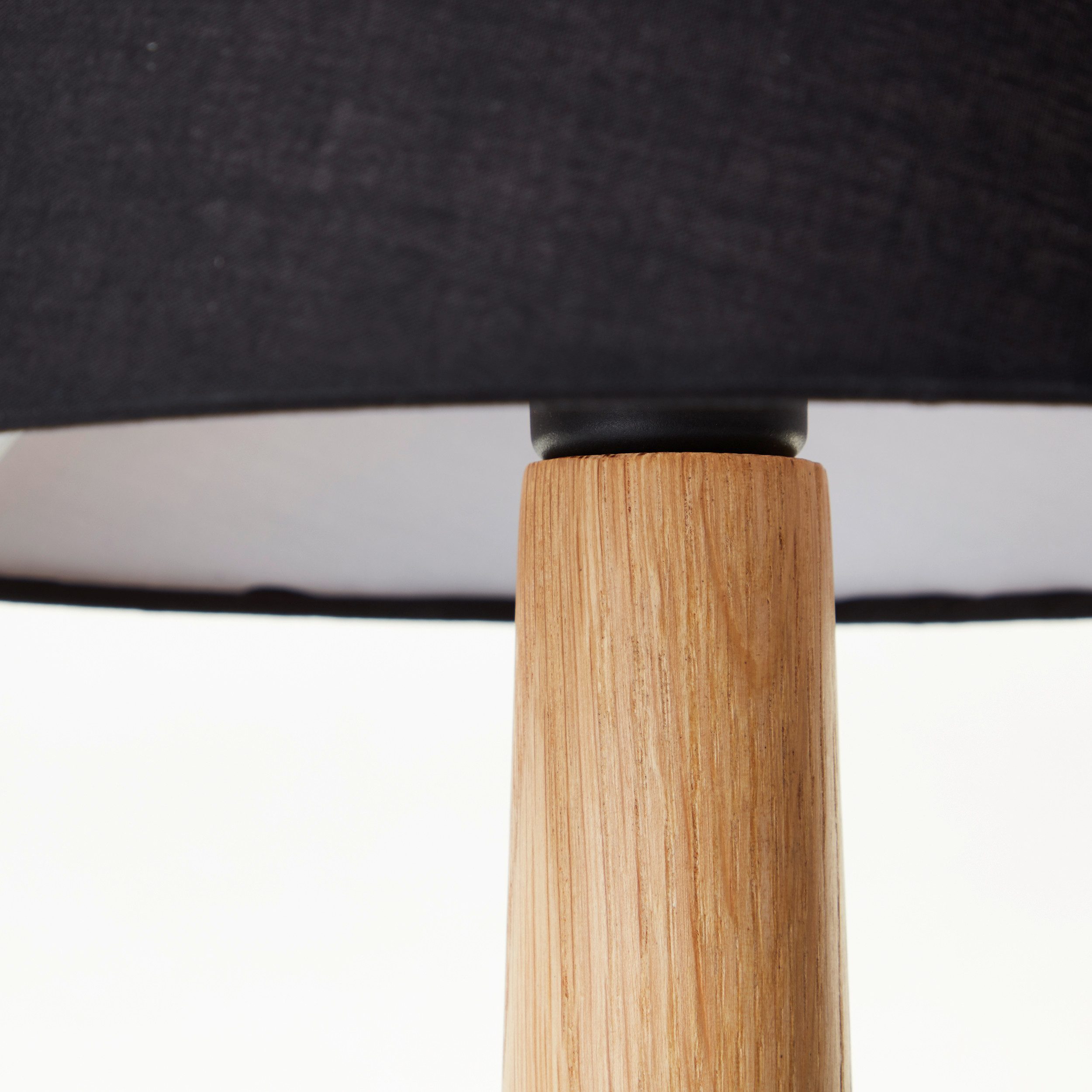 lumiCouture Tischleuchte Timber, Ein-/Ausschalter, ohne Leuchtmittel, Ø 25 cm x 55 cm, E27 Fassung, Wippschalter, Holz/Textil, braun/schwarz