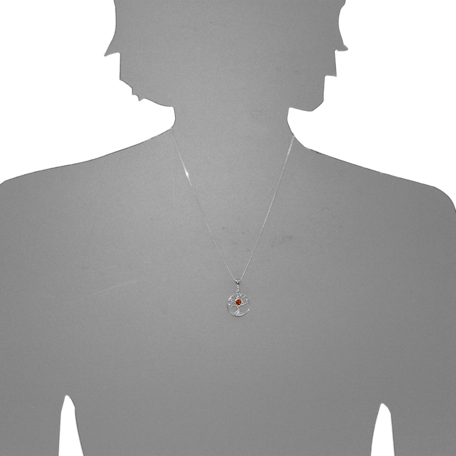 OSTSEE-SCHMUCK Kette mit Anhänger Ostsee-Schmuck Kette mit Anhänger Lebensbaum 20 mm (2-tlg)