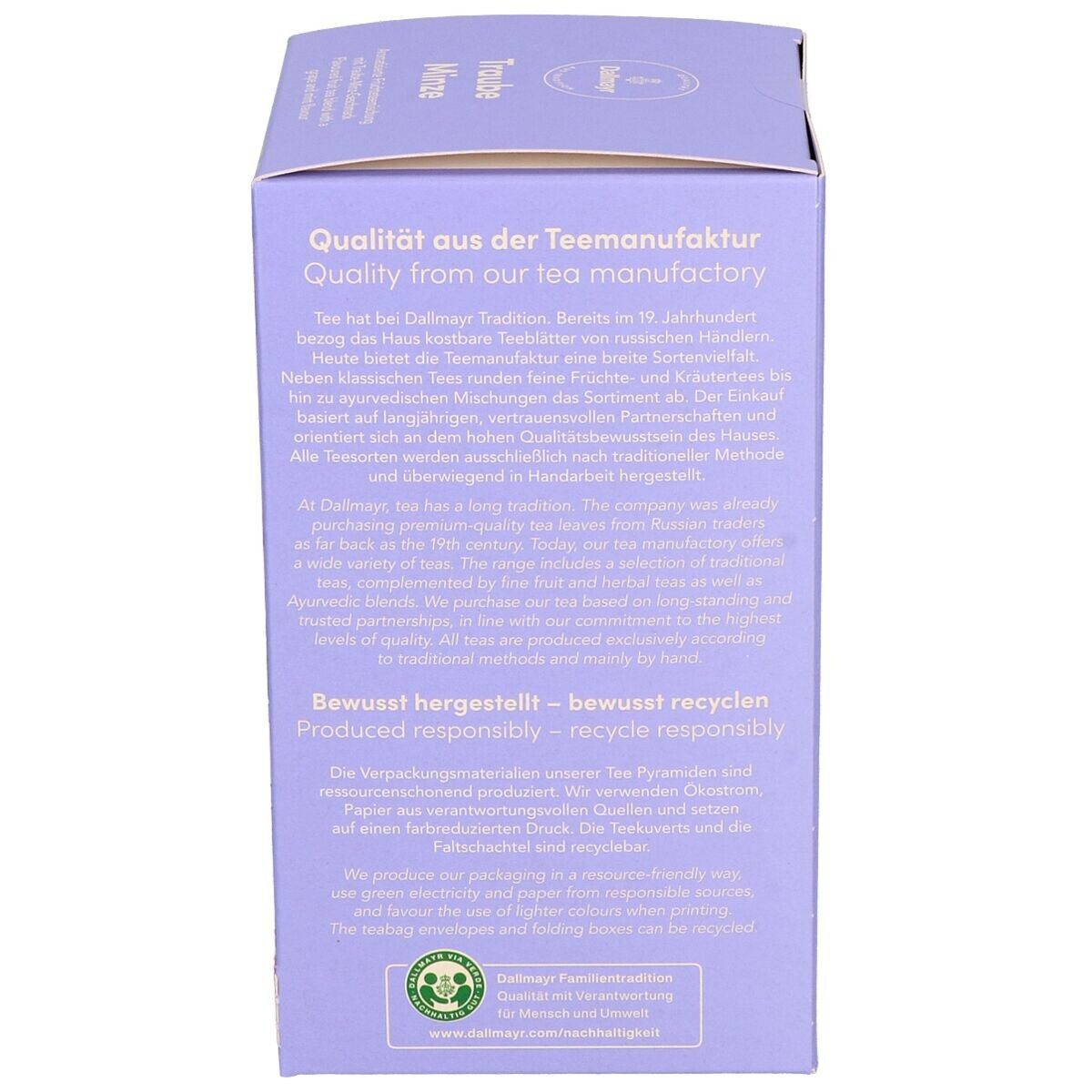 DALLMAYR Tee Traube Minze, 20 Aufgussbeutel, Früchteteemischung