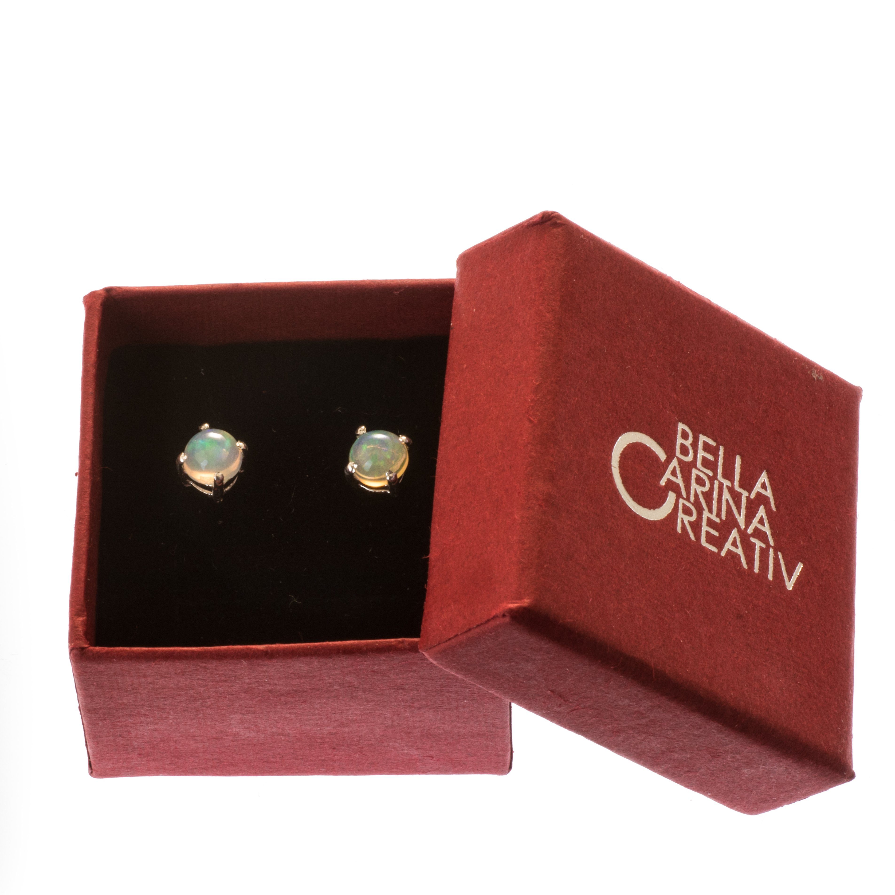 Bella Carina Paar Ohrstecker Ohrstecker mit echtem Schwarz Opal 5 mm rund, günstig online kaufen