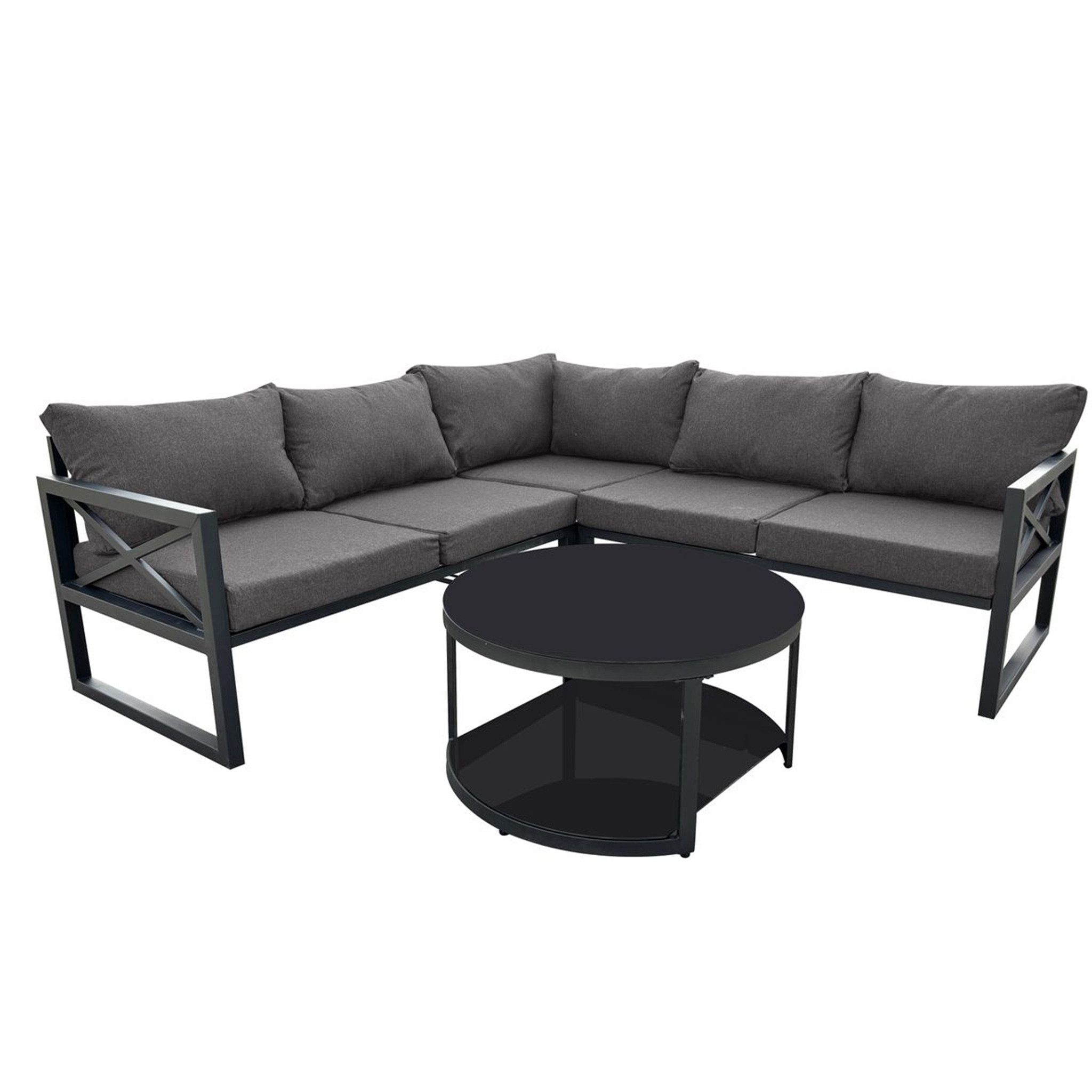 Happy Home Gartensofa Gartensofa Ecklounge Set Loungemöbel mit Tisch für Terrasse Garten