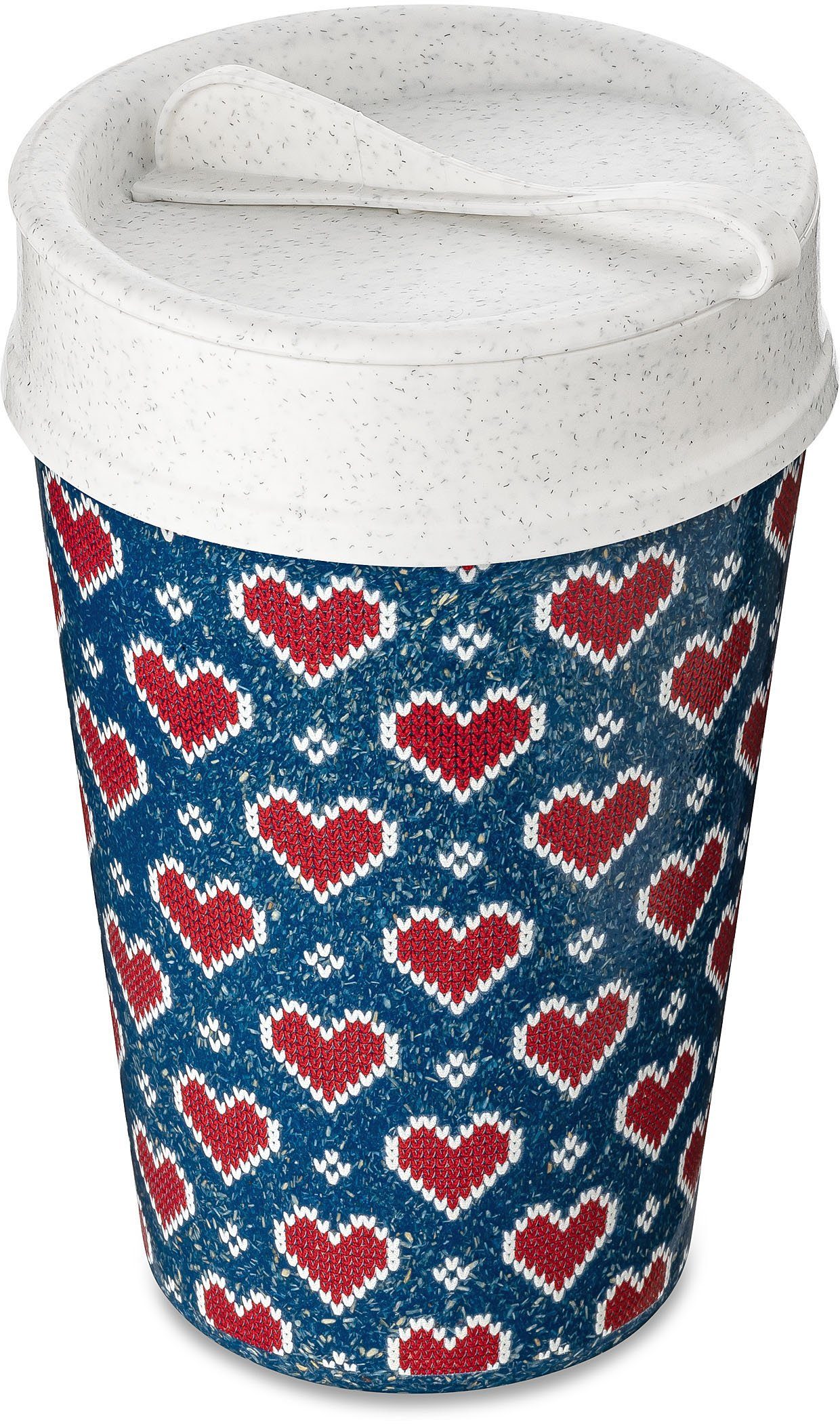 KOZIOL Термокружка ISO TO GO RED HEARTS, Holz, Kunststoff, doppelwandig, isolierend,melaminfrei, 400 ml