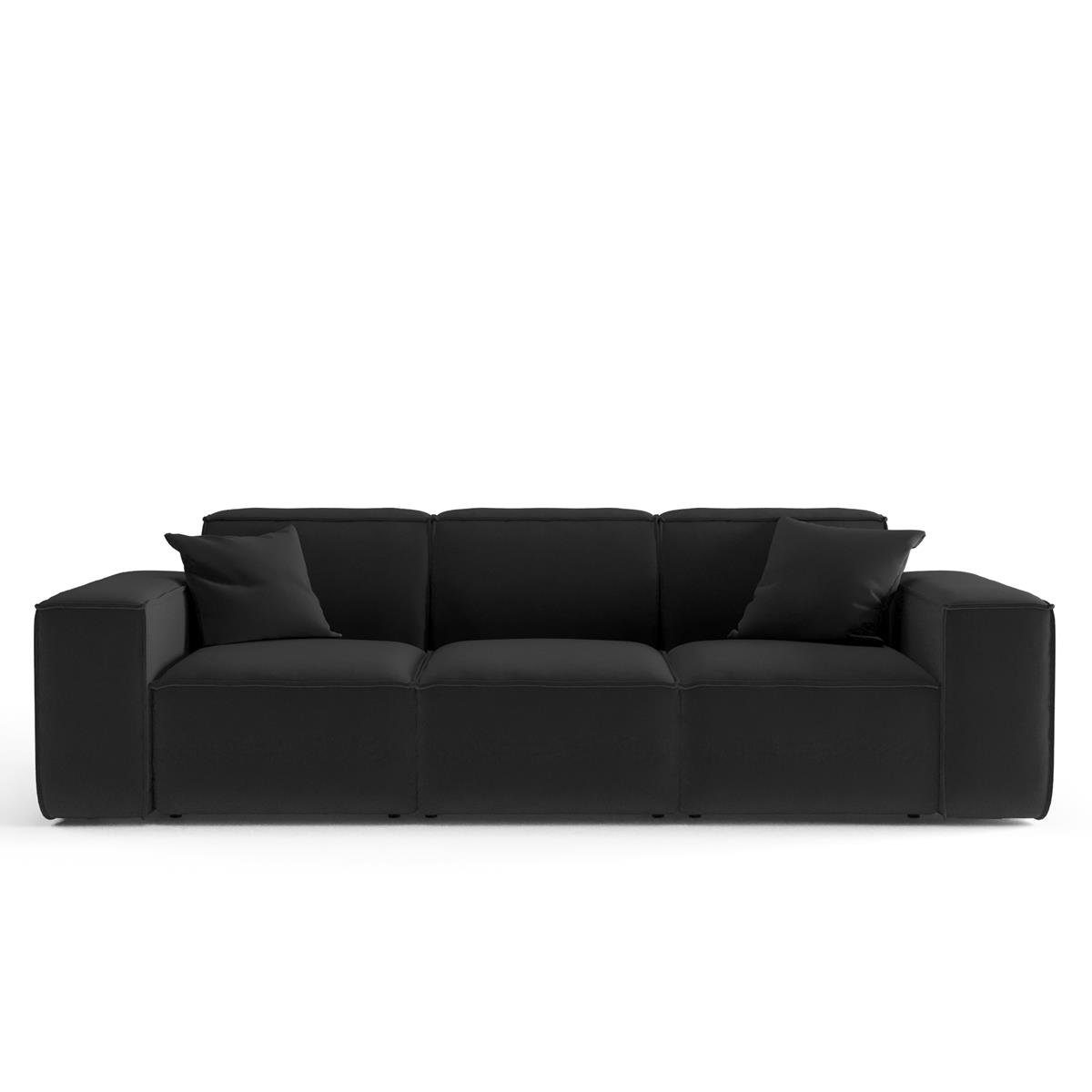 aus Wellenfedern Sofa 3-Sitzer modernes Beautysofa Veloursstoff, Lugano, oder Stil, Dreisitzer Cordstoff im Sofa inklusive