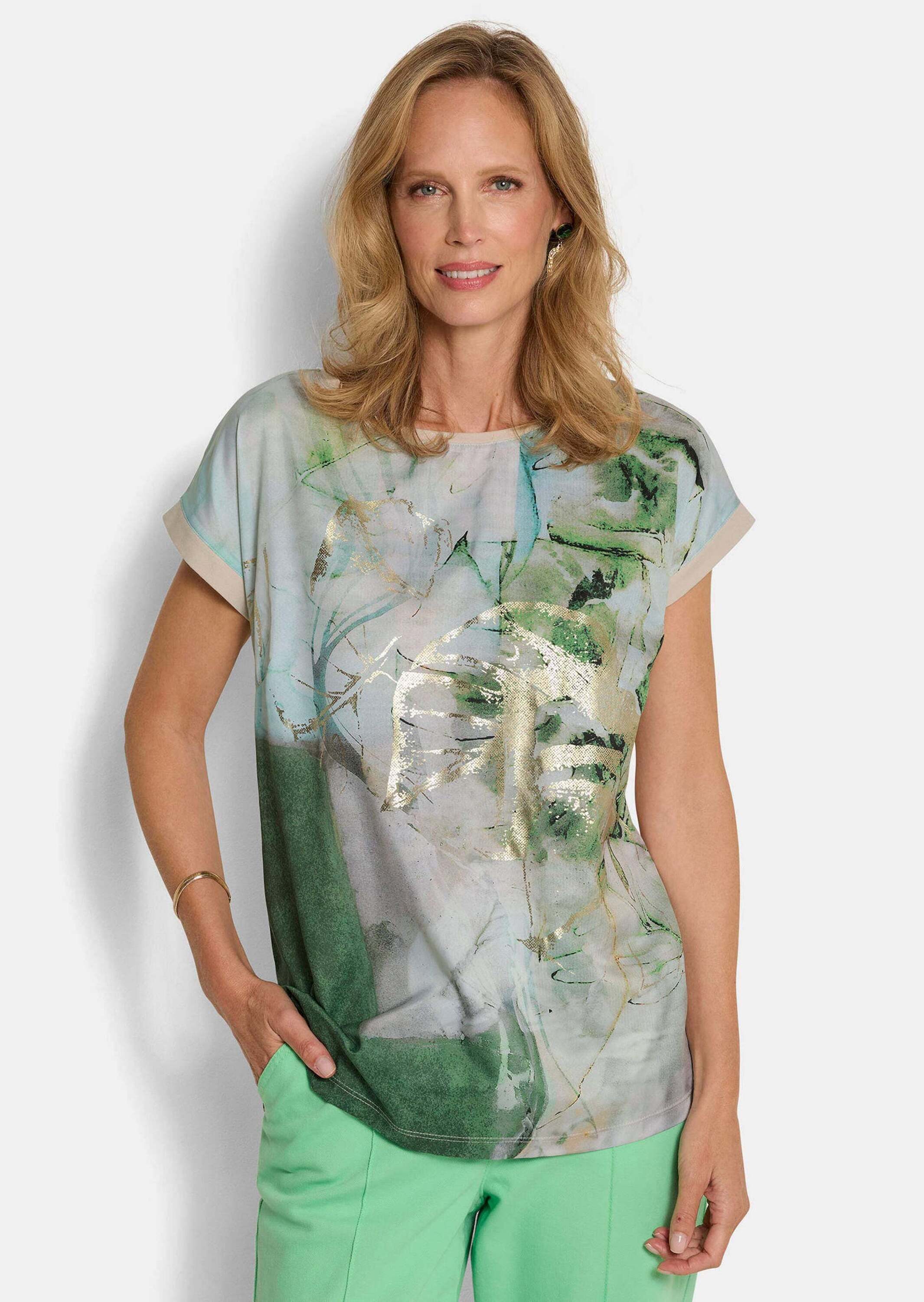 Print-Shirt Druckshirt mit Folienprint