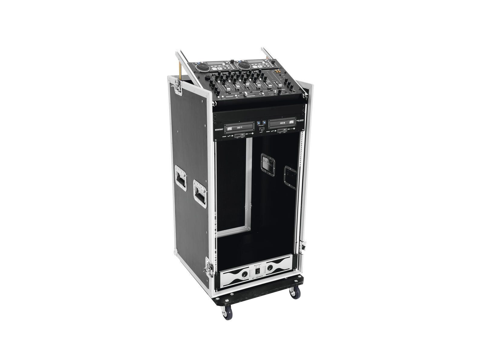 Rack ROADINGER Spezial-Kombi-Case Profi, 20HE mit Rollen