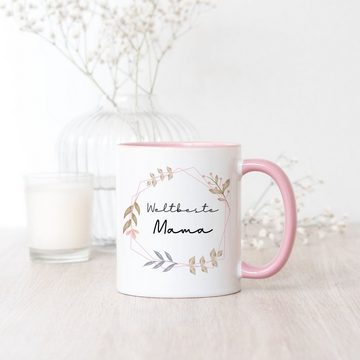 Hey!Print Tasse Weltbeste Mama Tasse Liebe Blumenmotiv Geschenkidee Muttertag Geburtstag