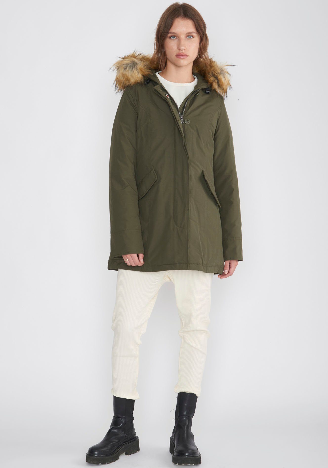 Canadian Classics Winterjacke Fundy Bay Recycle mit Kunstfellbesatz hochwertigem khaki