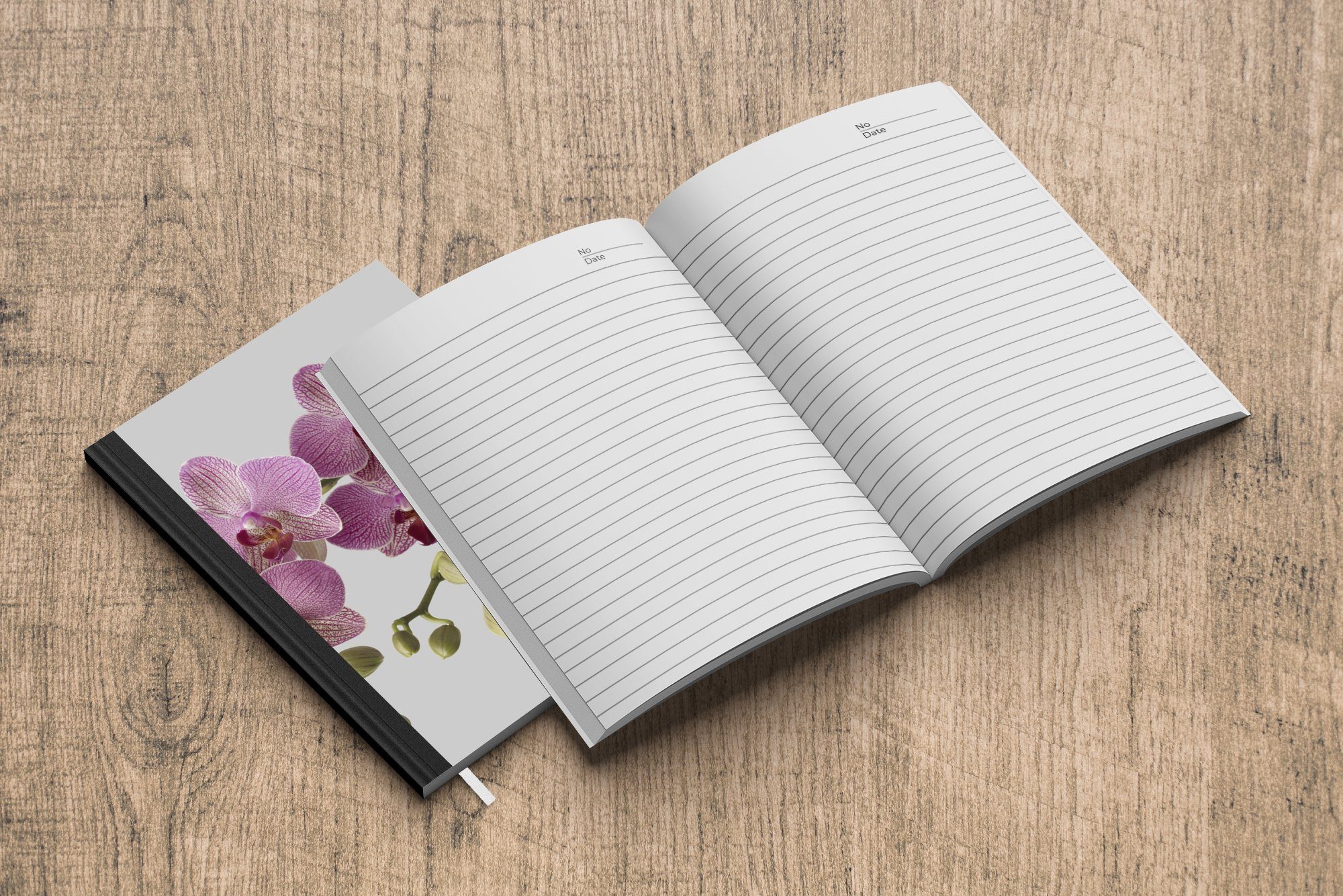 MuchoWow Haushaltsbuch Notizheft, Journal, Notizbuch auf Tagebuch, grauem Orchideen Seiten, 98 A5, Merkzettel, Hintergrund,